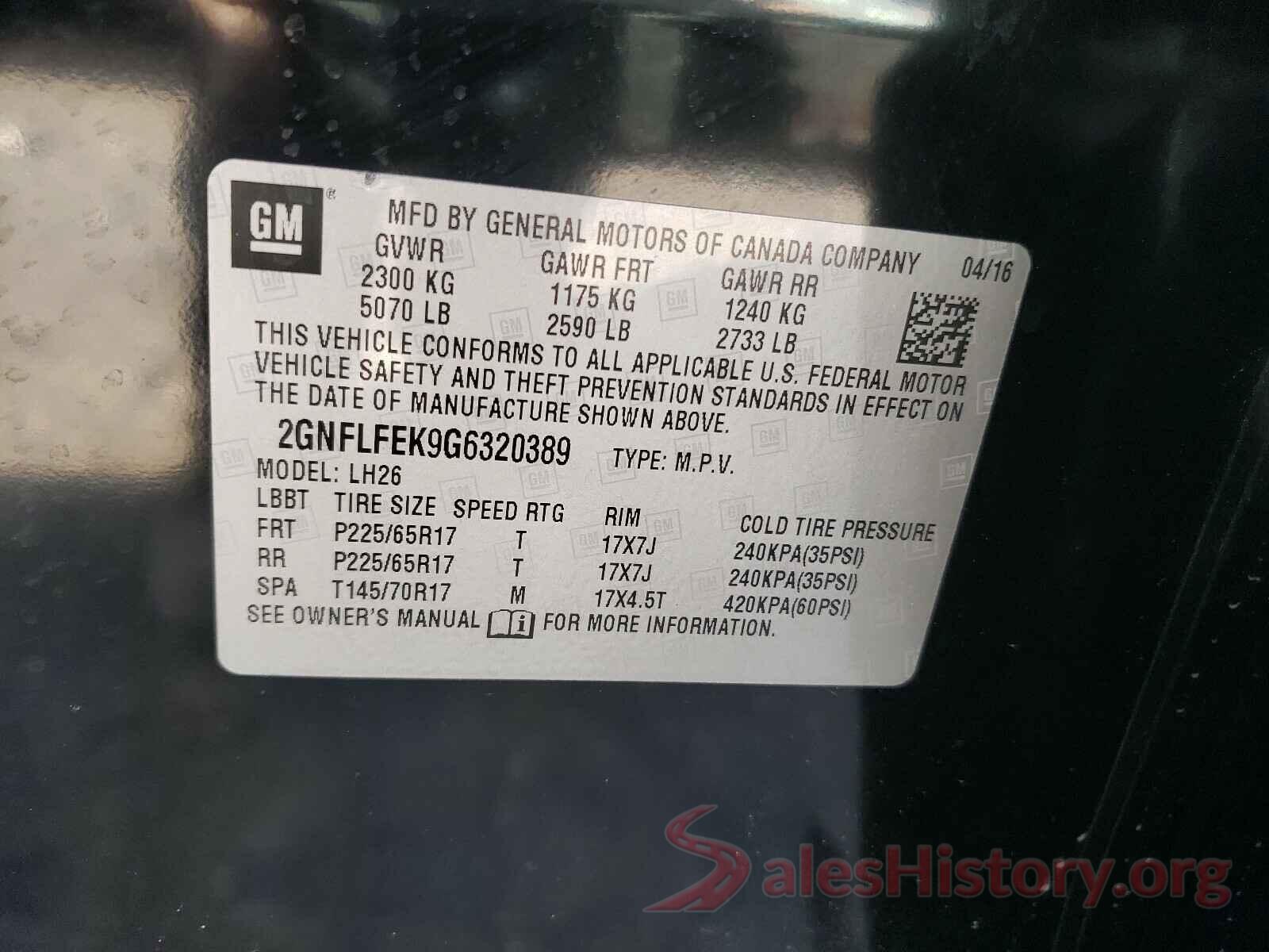 2GNFLFEK9G6320389 2016 CHEVROLET EQUINOX