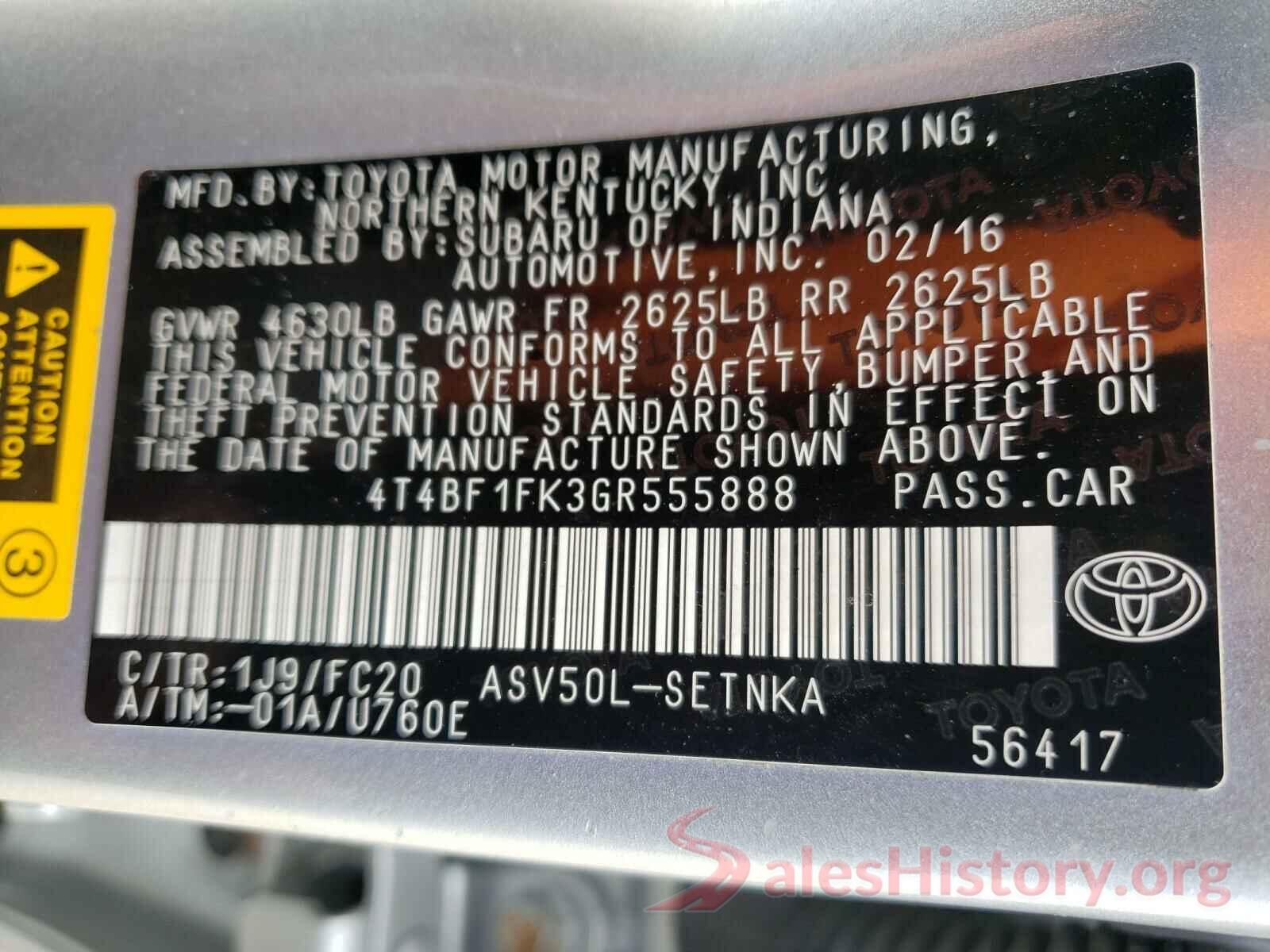 4T4BF1FK3GR555888 2016 TOYOTA CAMRY