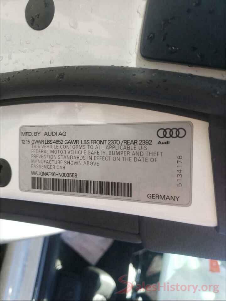 WAUGNAF46HN003559 2017 AUDI A4