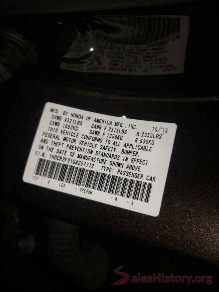 1HGCR2F01GA057772 2016 HONDA ACCORD