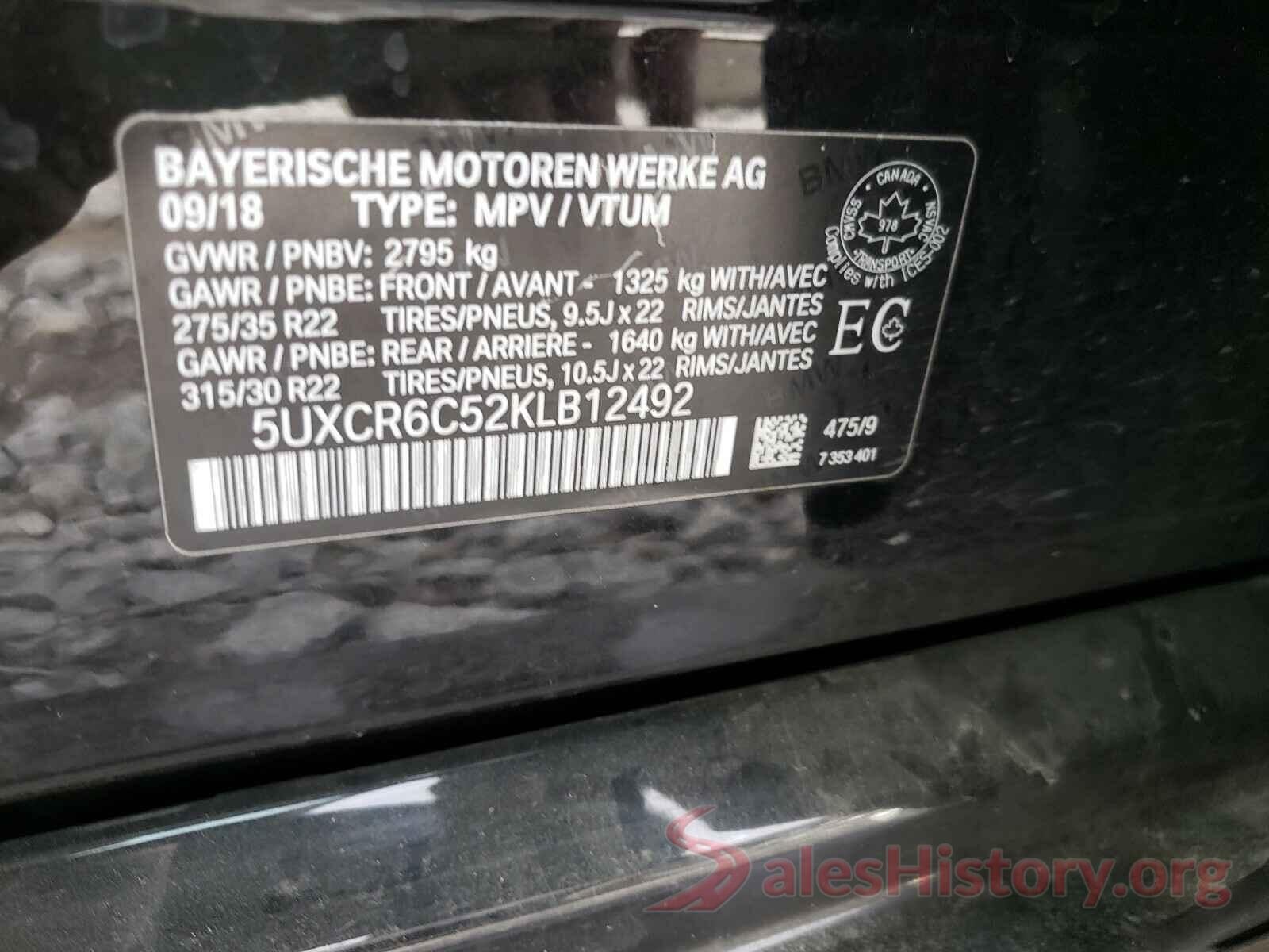 5UXCR6C52KLB12492 2019 BMW X5