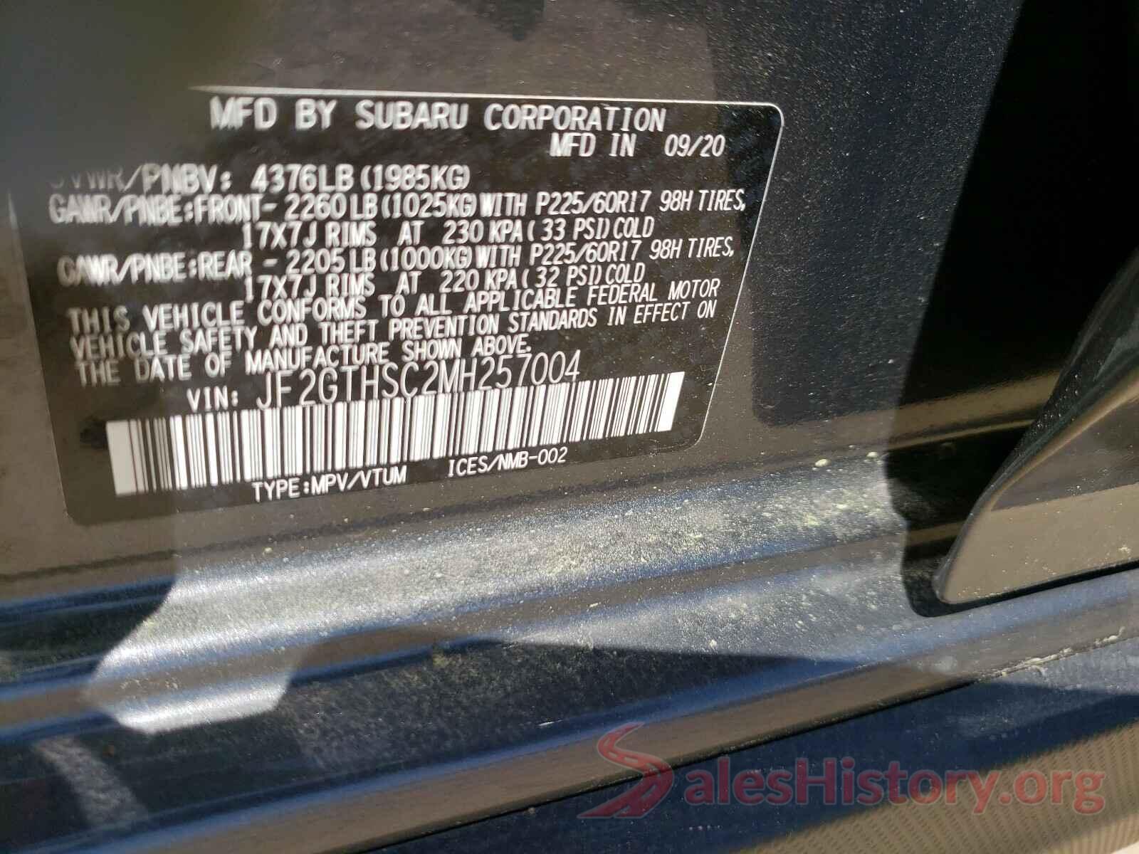 JF2GTHSC2MH257004 2021 SUBARU CROSSTREK