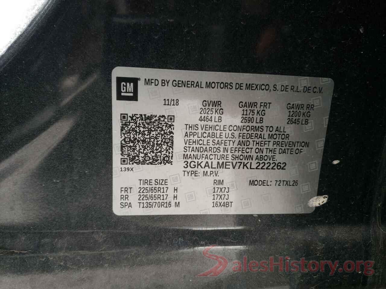 3GKALMEV7KL222262 2019 GMC TERRAIN