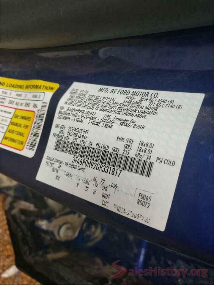 3FA6P0H92GR331817 2016 FORD FUSION