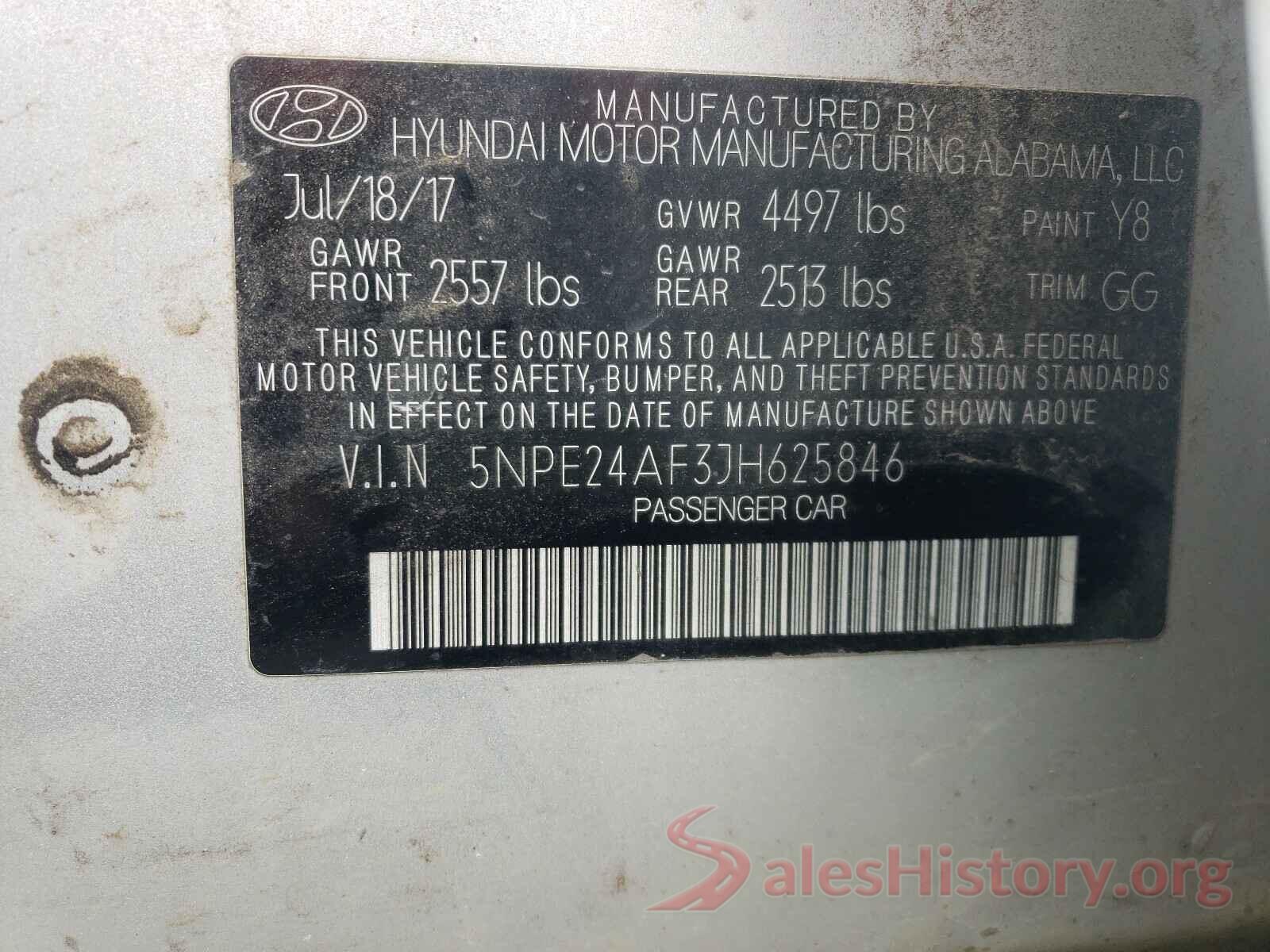 5NPE24AF3JH625846 2018 HYUNDAI SONATA