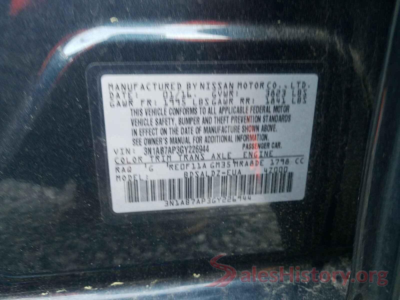 3N1AB7AP3GY226944 2016 NISSAN SENTRA