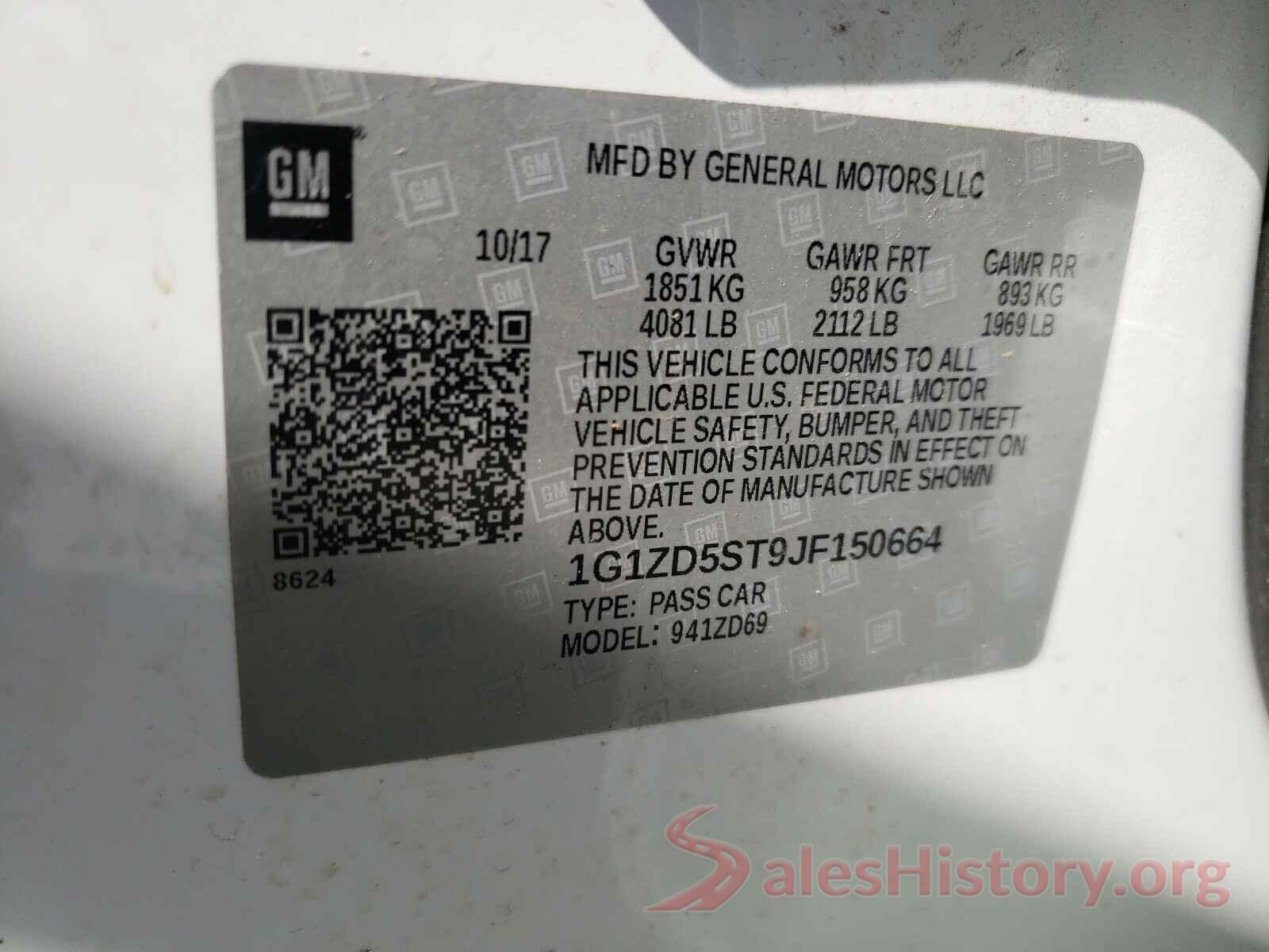 1G1ZD5ST9JF150664 2018 CHEVROLET MALIBU