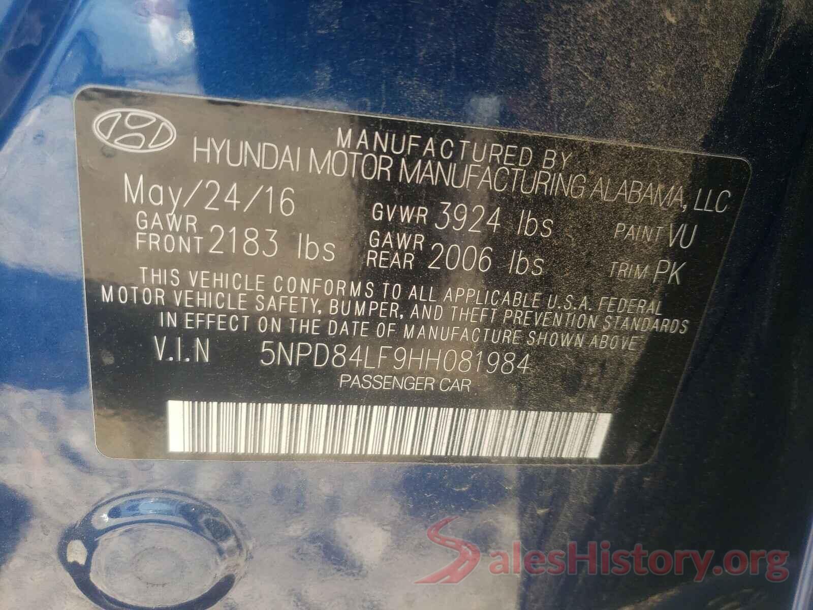 5NPD84LF9HH081984 2017 HYUNDAI ELANTRA