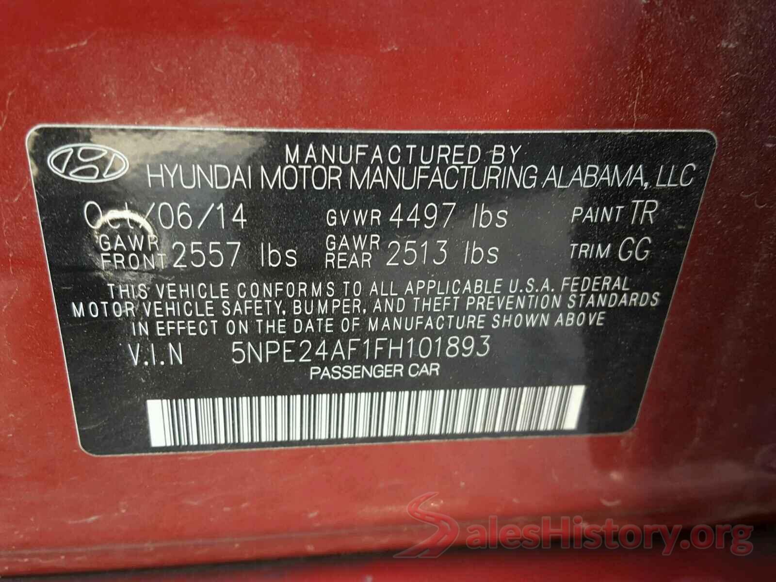 5NPE24AF1FH101893 2015 HYUNDAI SONATA