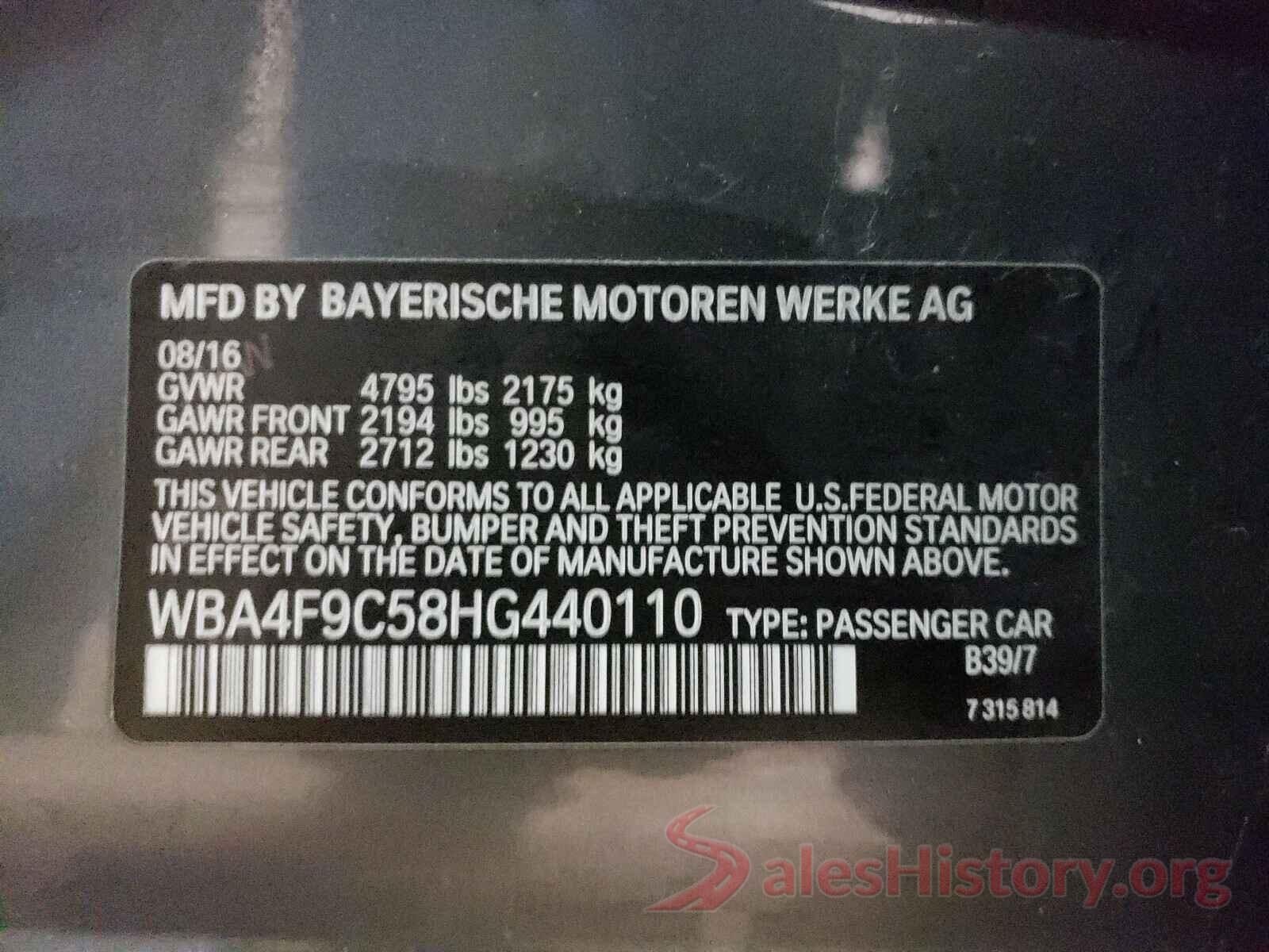 WBA4F9C58HG440110 2017 BMW 4 SERIES