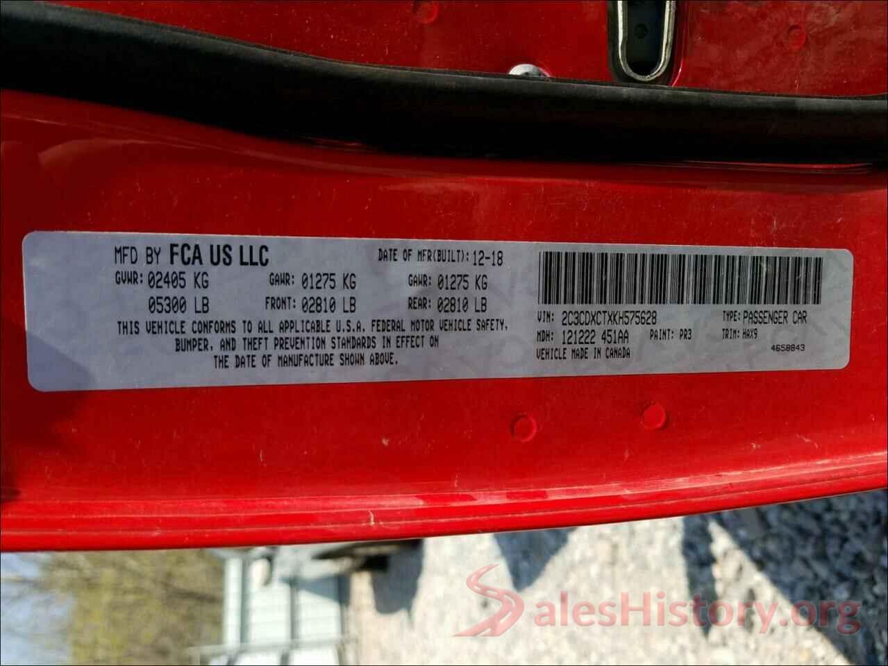 2C3CDXCTXKH575628 2019 DODGE CHARGER