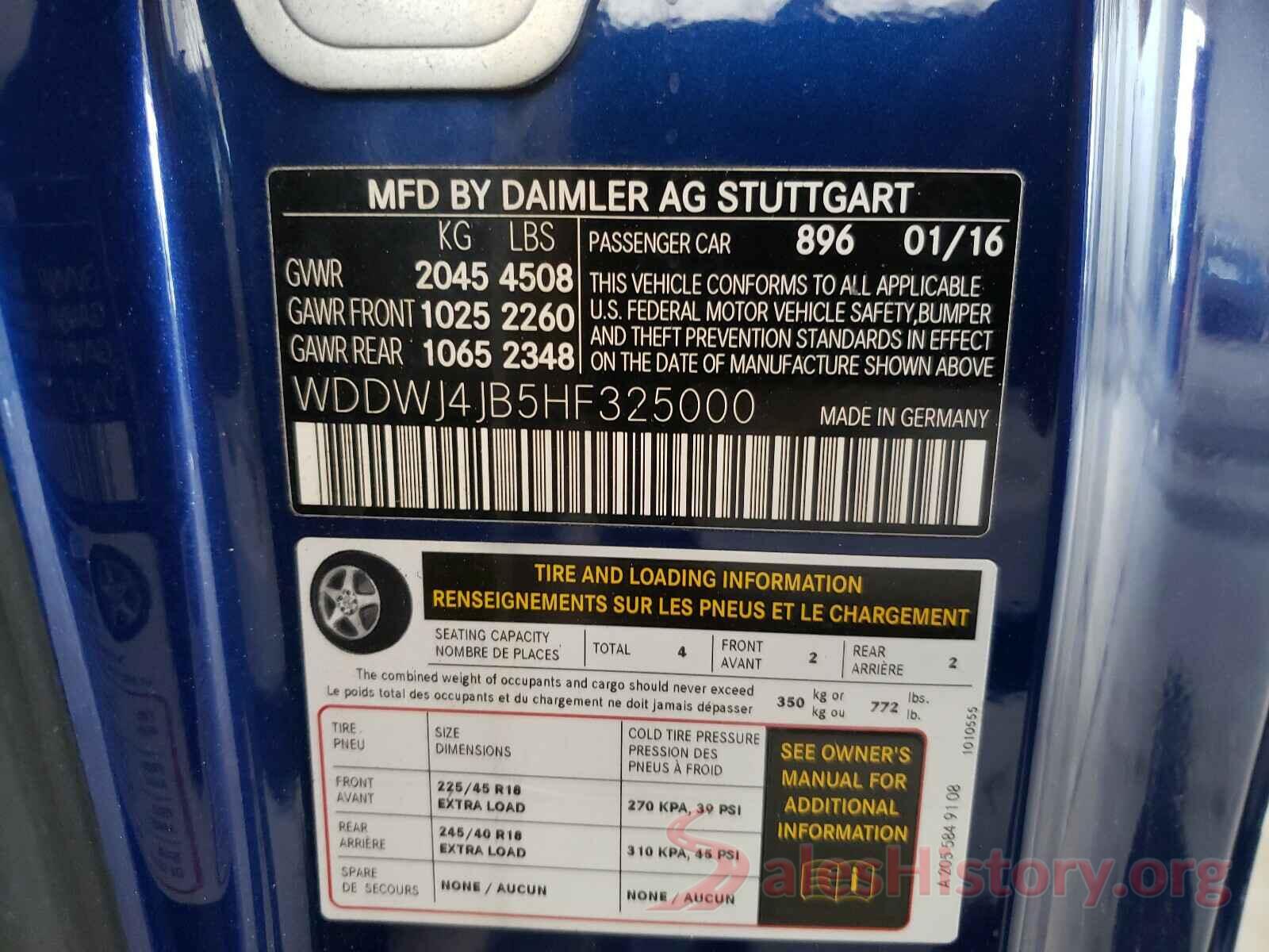 WDDWJ4JB5HF325000 2017 MERCEDES-BENZ C CLASS