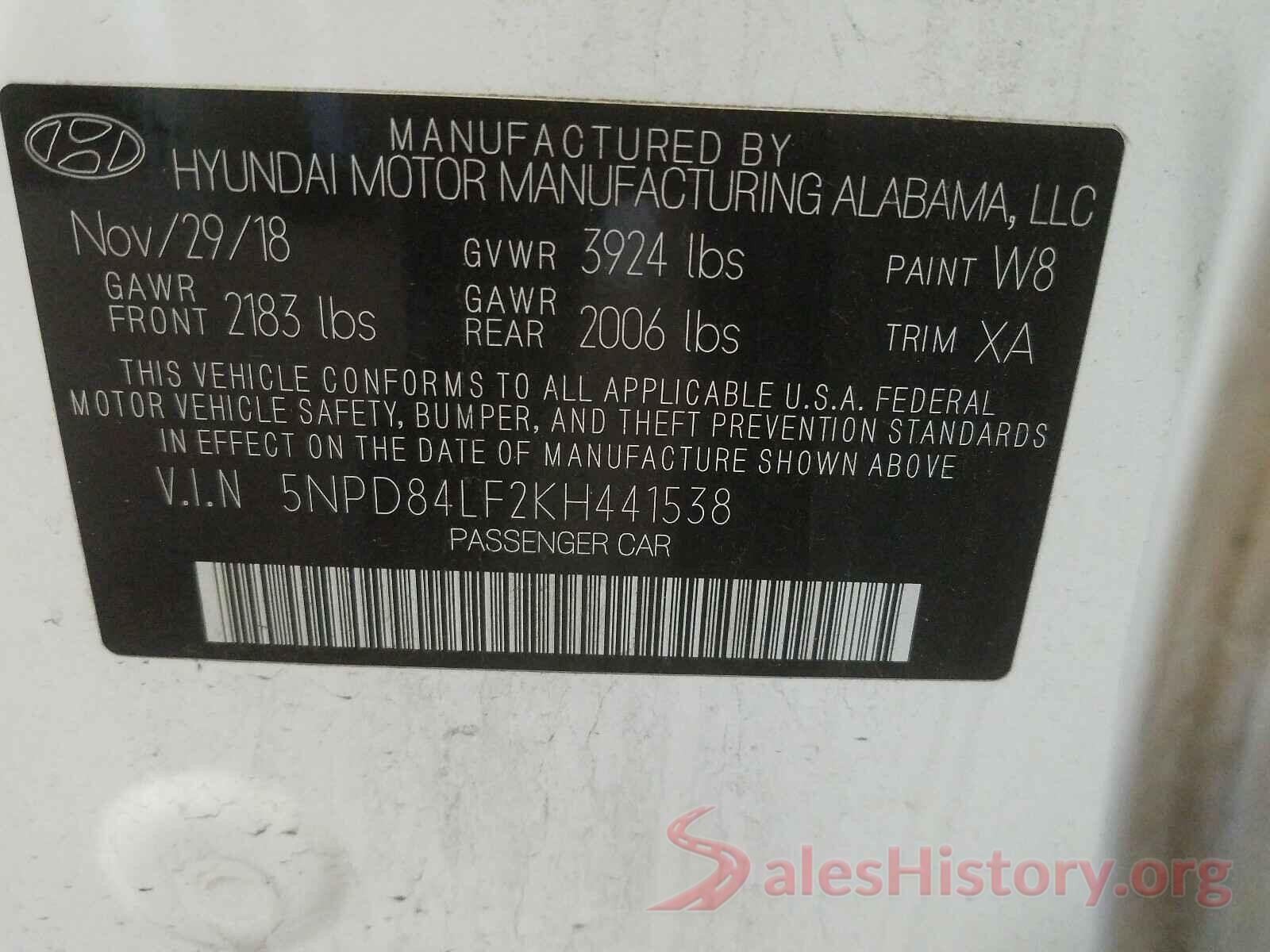 5NPD84LF2KH441538 2019 HYUNDAI ELANTRA