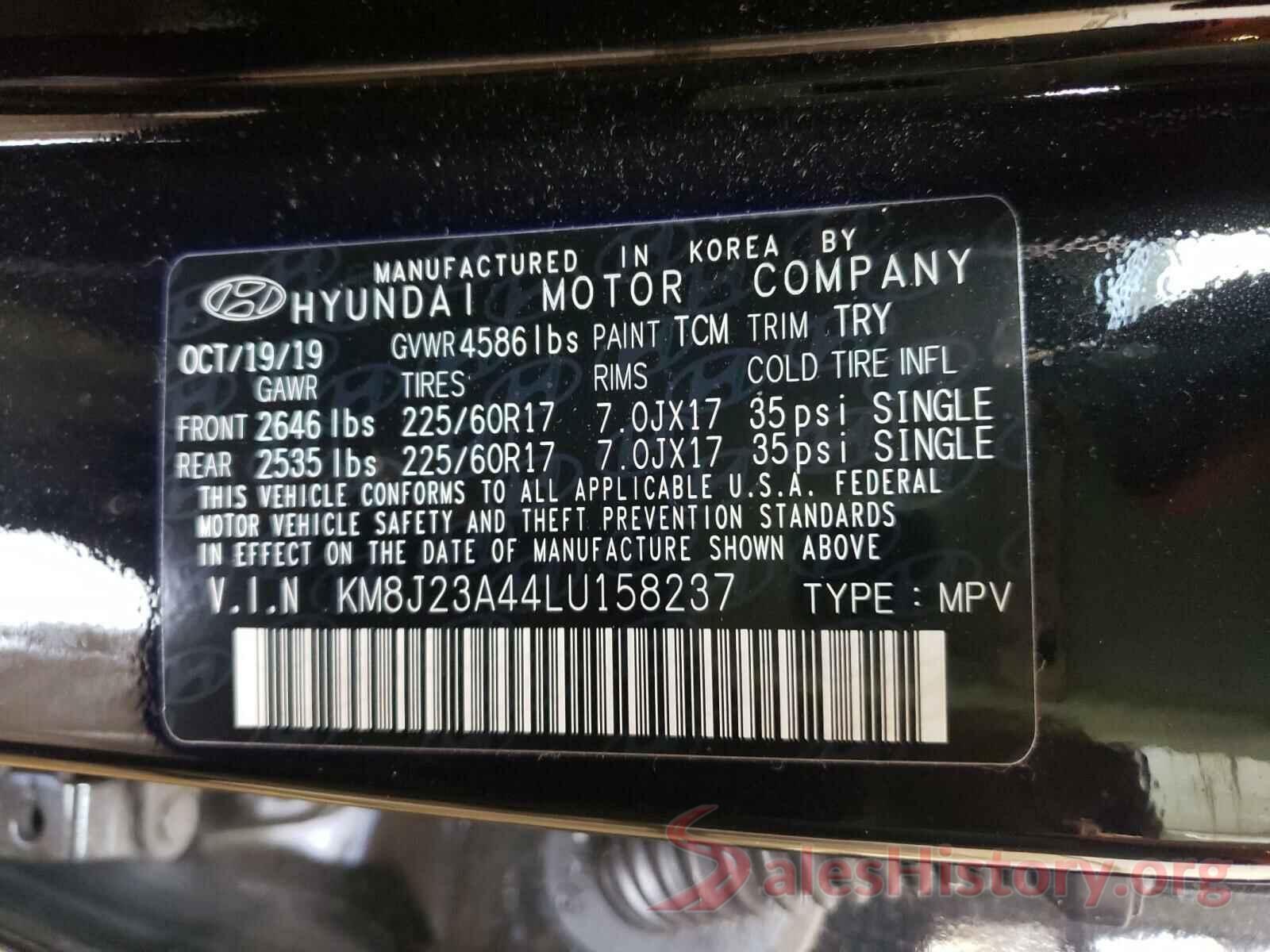 KM8J23A44LU158237 2020 HYUNDAI TUCSON