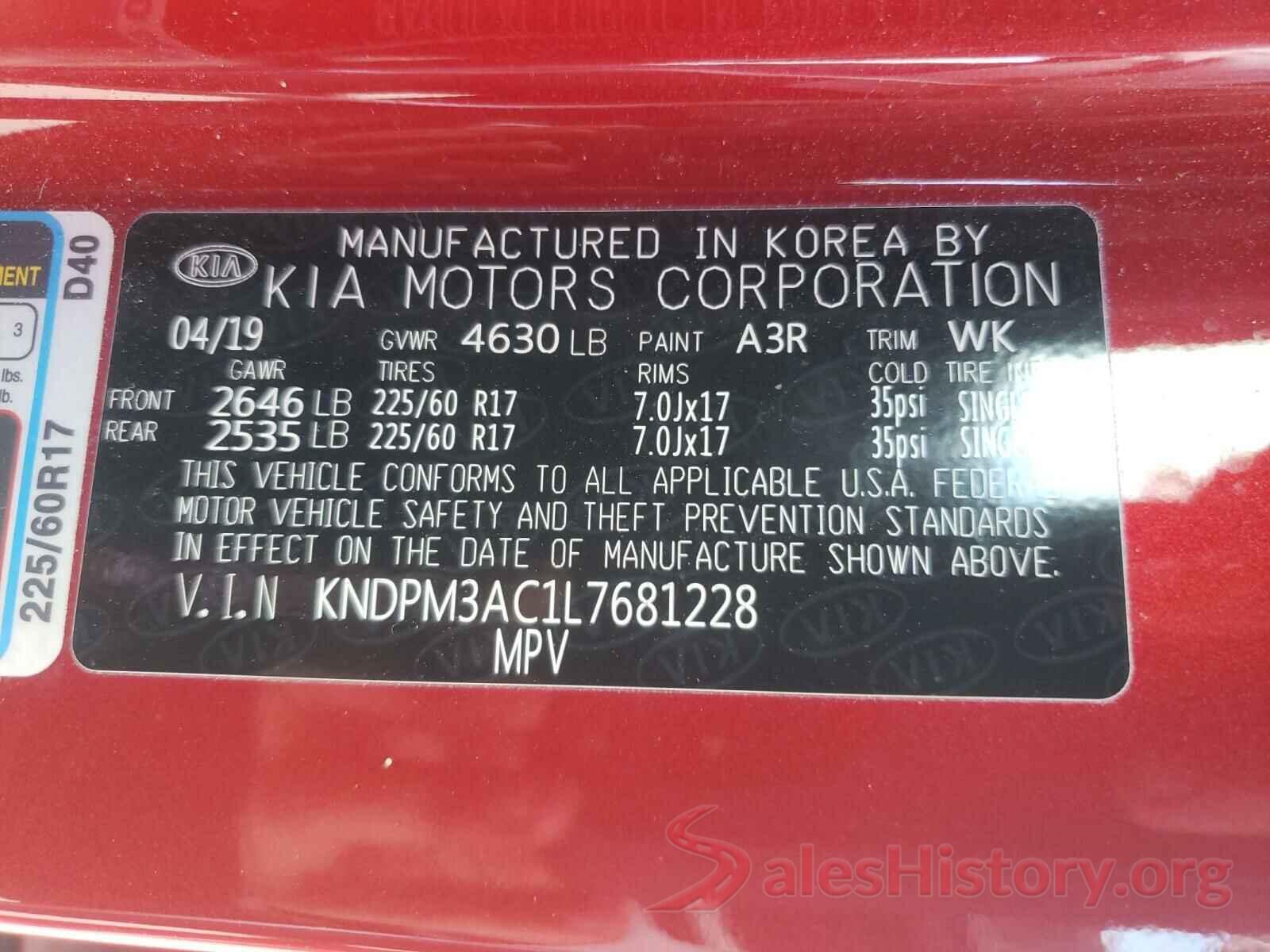 KNDPM3AC1L7681228 2020 KIA SPORTAGE