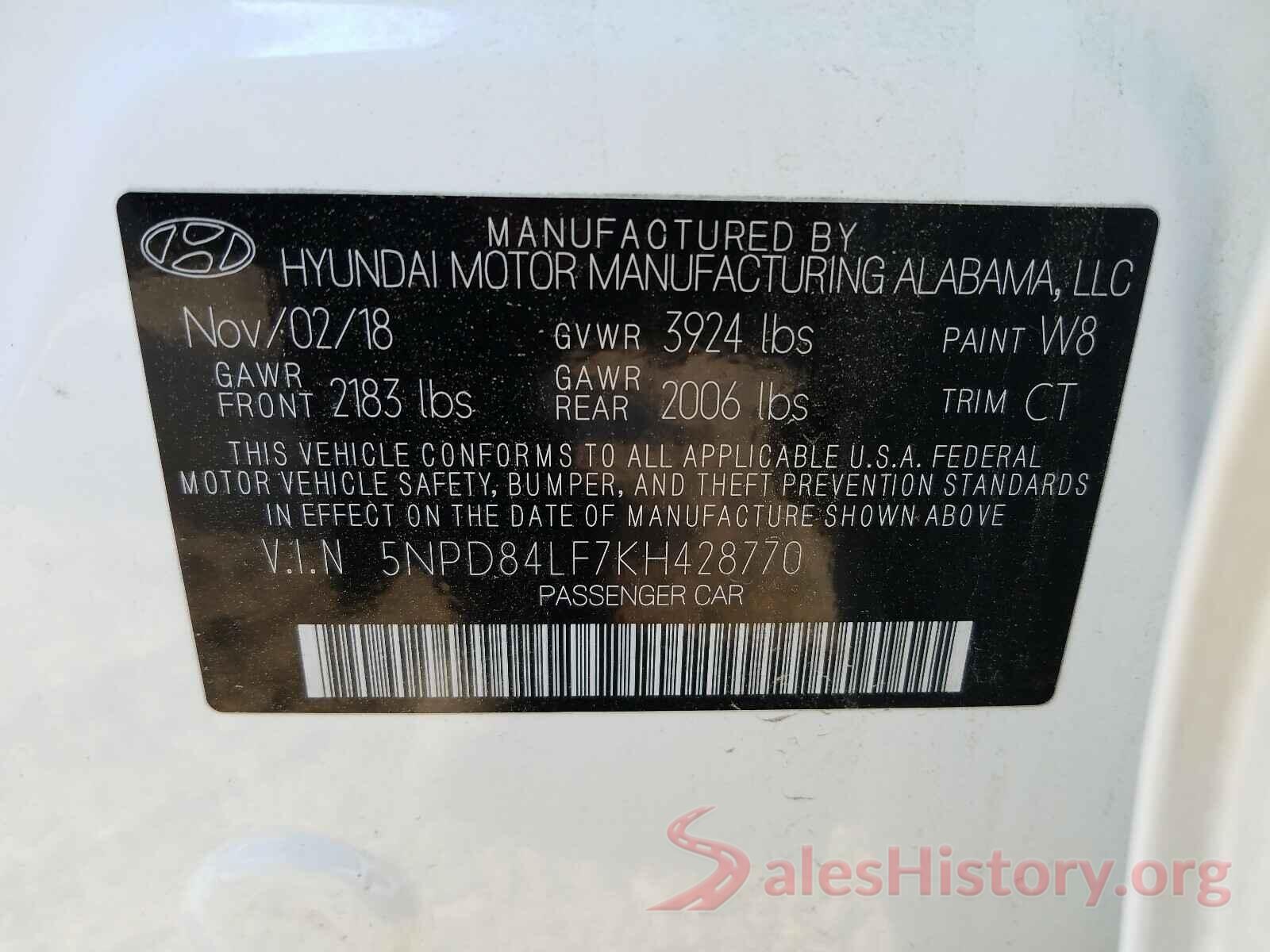 5NPD84LF7KH428770 2019 HYUNDAI ELANTRA