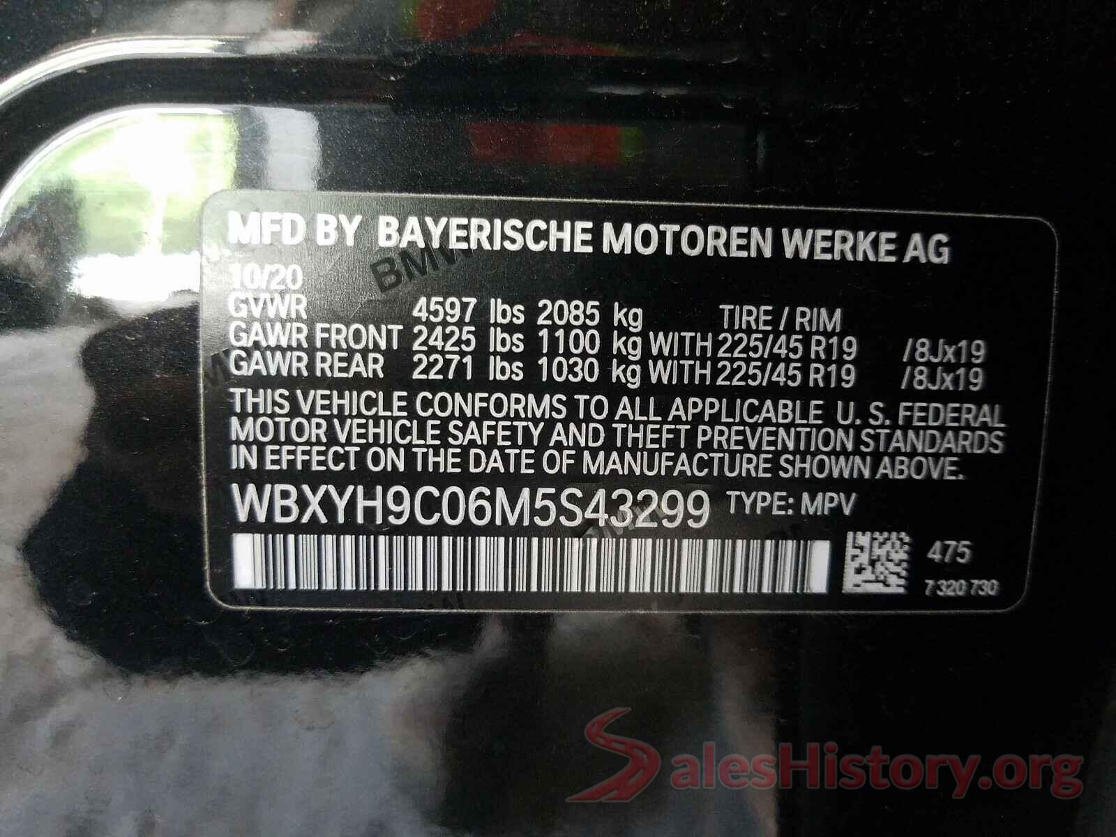 WBXYH9C06M5S43299 2021 BMW X2