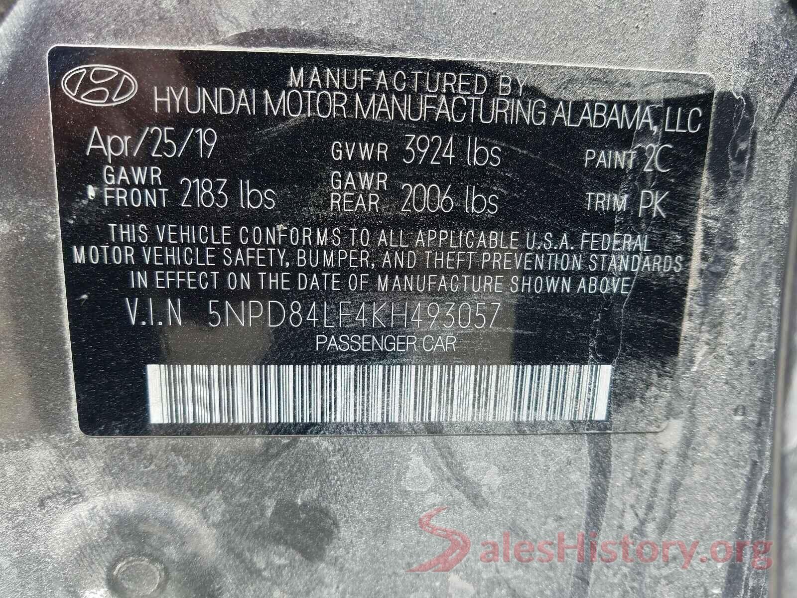 5NPD84LF4KH493057 2019 HYUNDAI ELANTRA