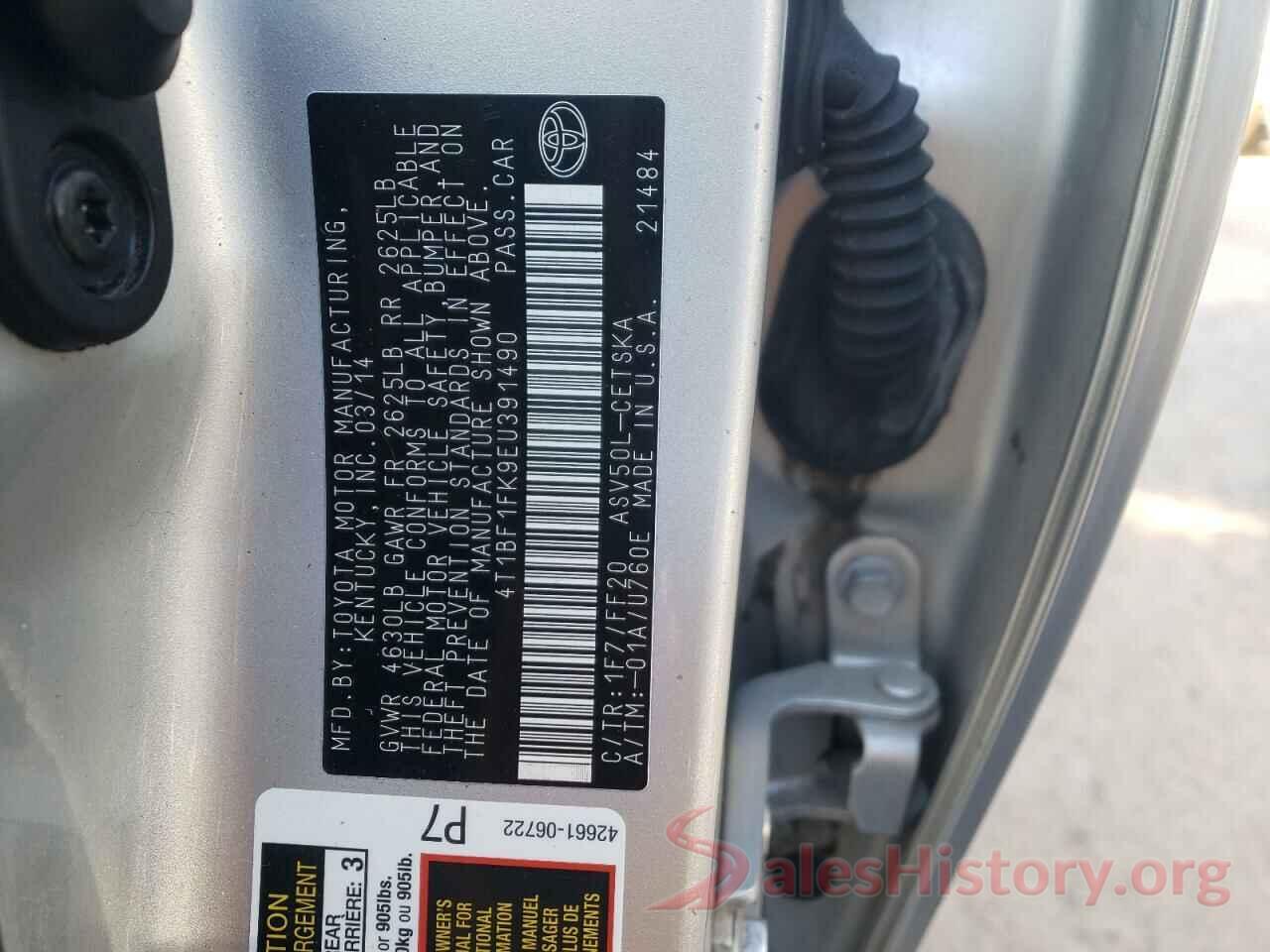 4T1BF1FK9EU391490 2014 TOYOTA CAMRY