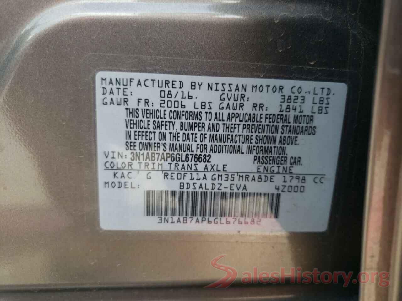 3N1AB7AP6GL676682 2016 NISSAN SENTRA