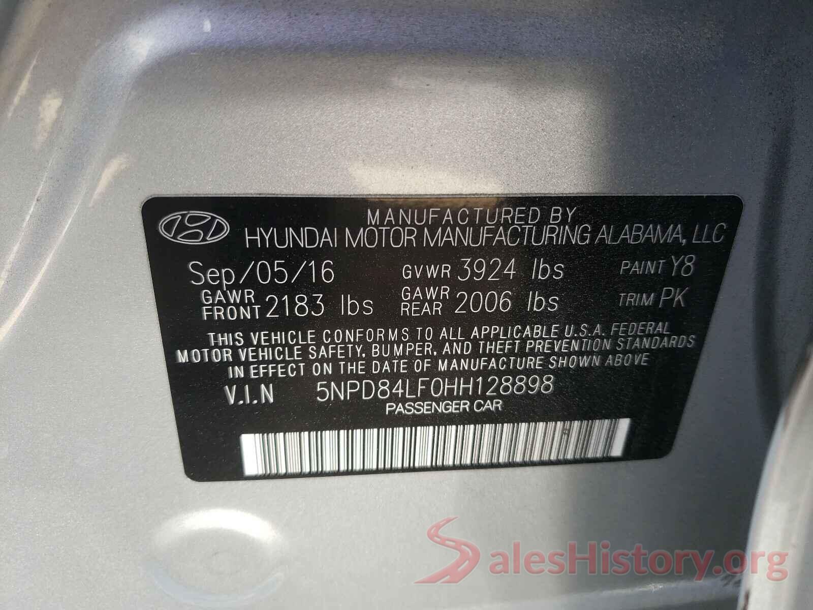 5NPD84LF0HH128898 2017 HYUNDAI ELANTRA