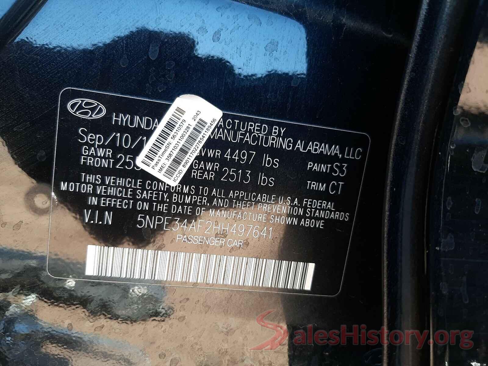 5NPE34AF2HH497641 2017 HYUNDAI SONATA