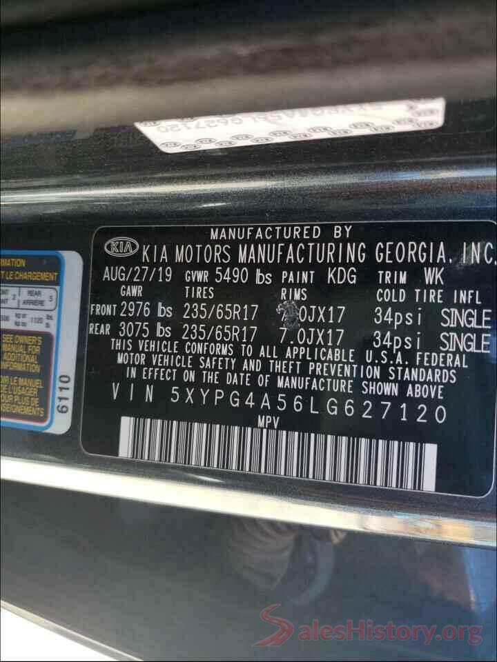 5XYPG4A56LG627120 2020 KIA SORENTO