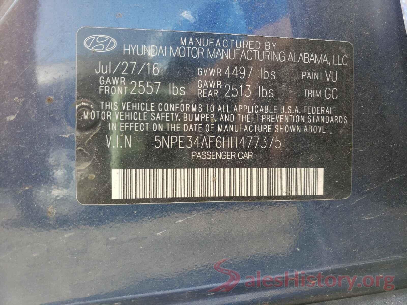 5NPE34AF6HH477375 2017 HYUNDAI SONATA