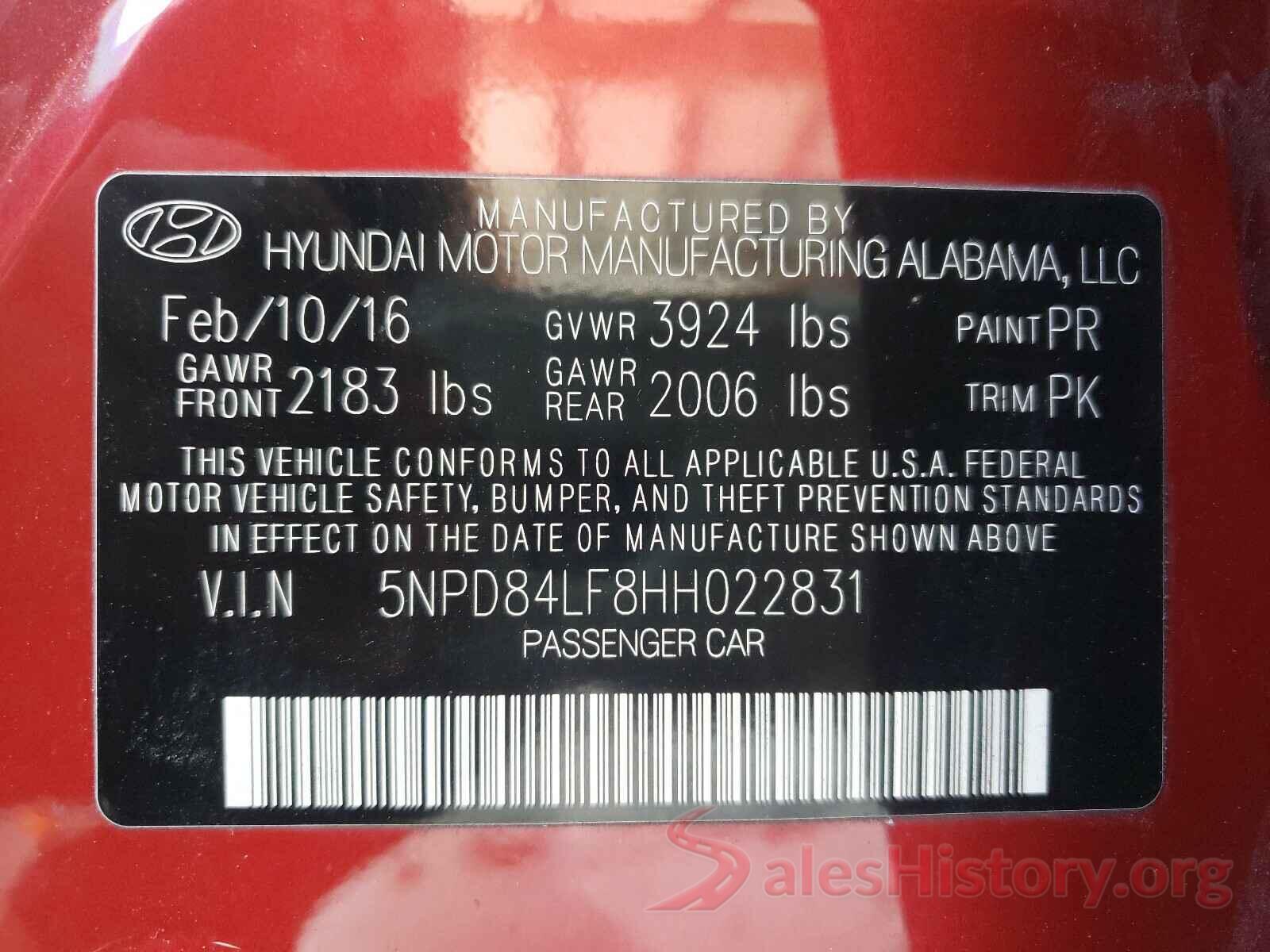 5NPD84LF8HH022831 2017 HYUNDAI ELANTRA