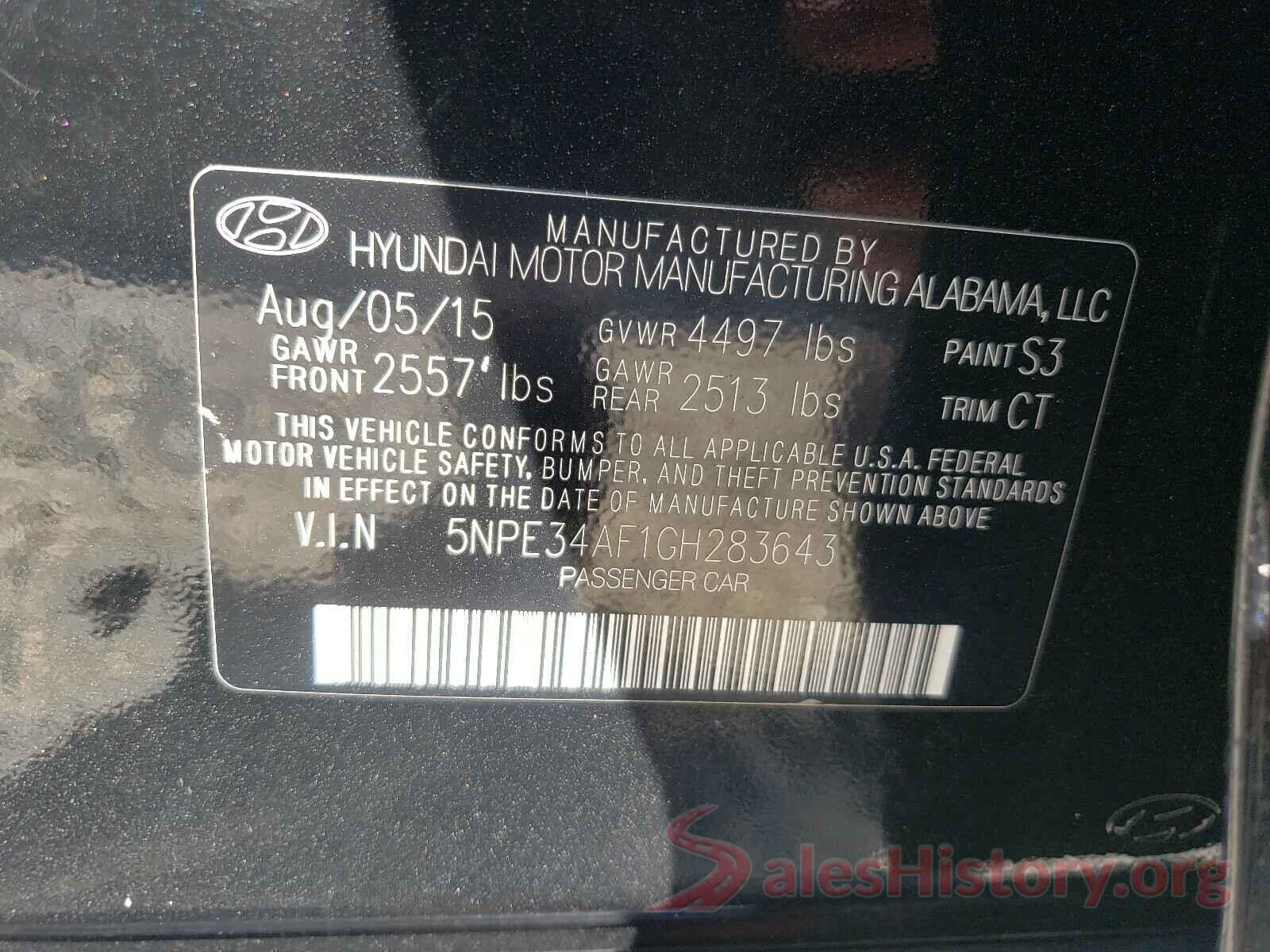 5NPE34AF1GH283643 2016 HYUNDAI SONATA