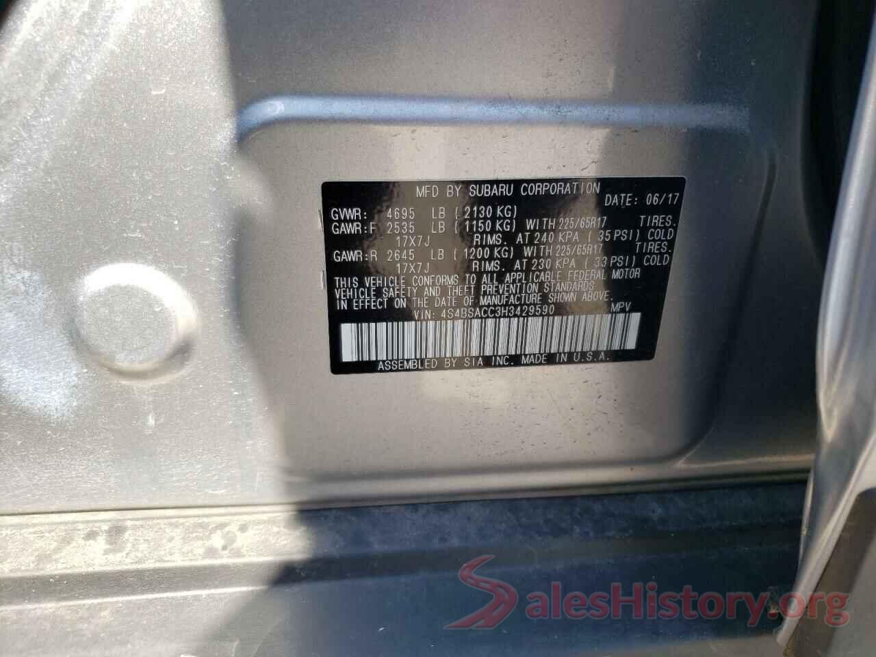 4S4BSACC3H3429590 2017 SUBARU OUTBACK