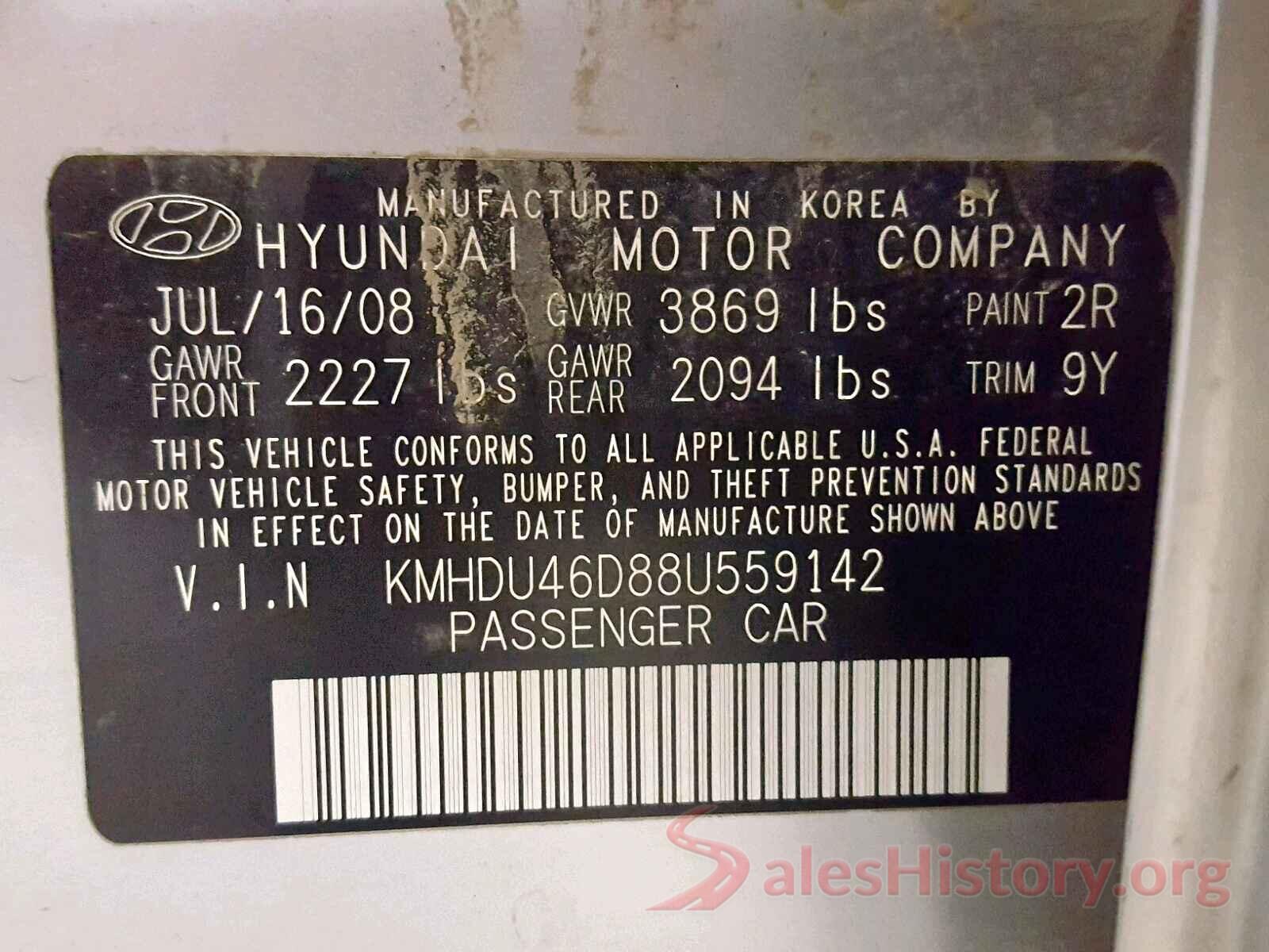 KMHDU46D88U559142 2008 HYUNDAI ELANTRA