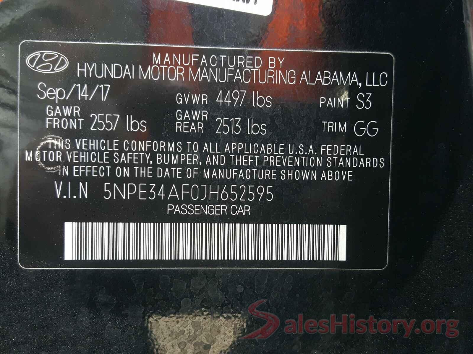 5NPE34AF0JH652595 2018 HYUNDAI SONATA