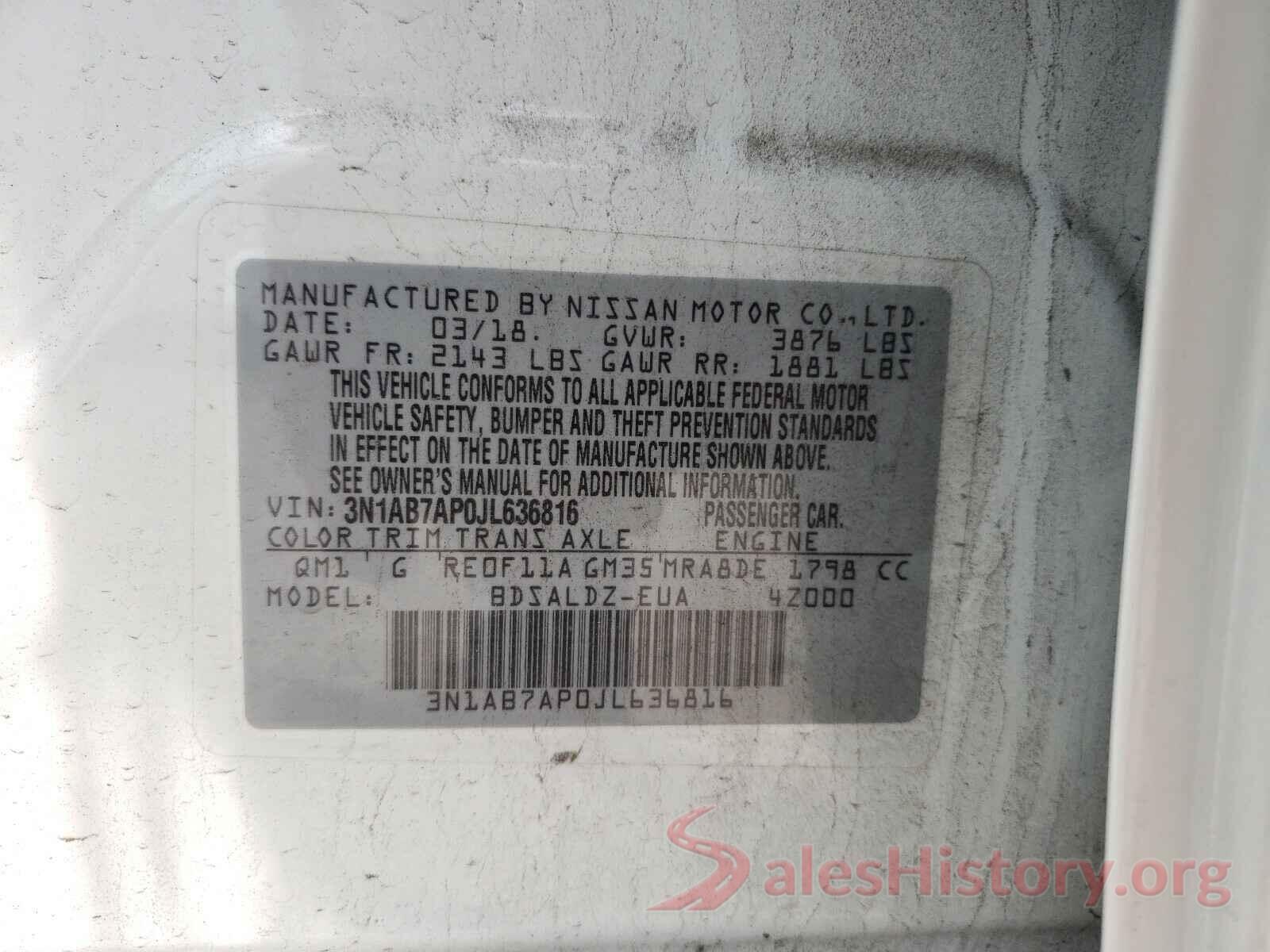 3N1AB7AP0JL636816 2018 NISSAN SENTRA