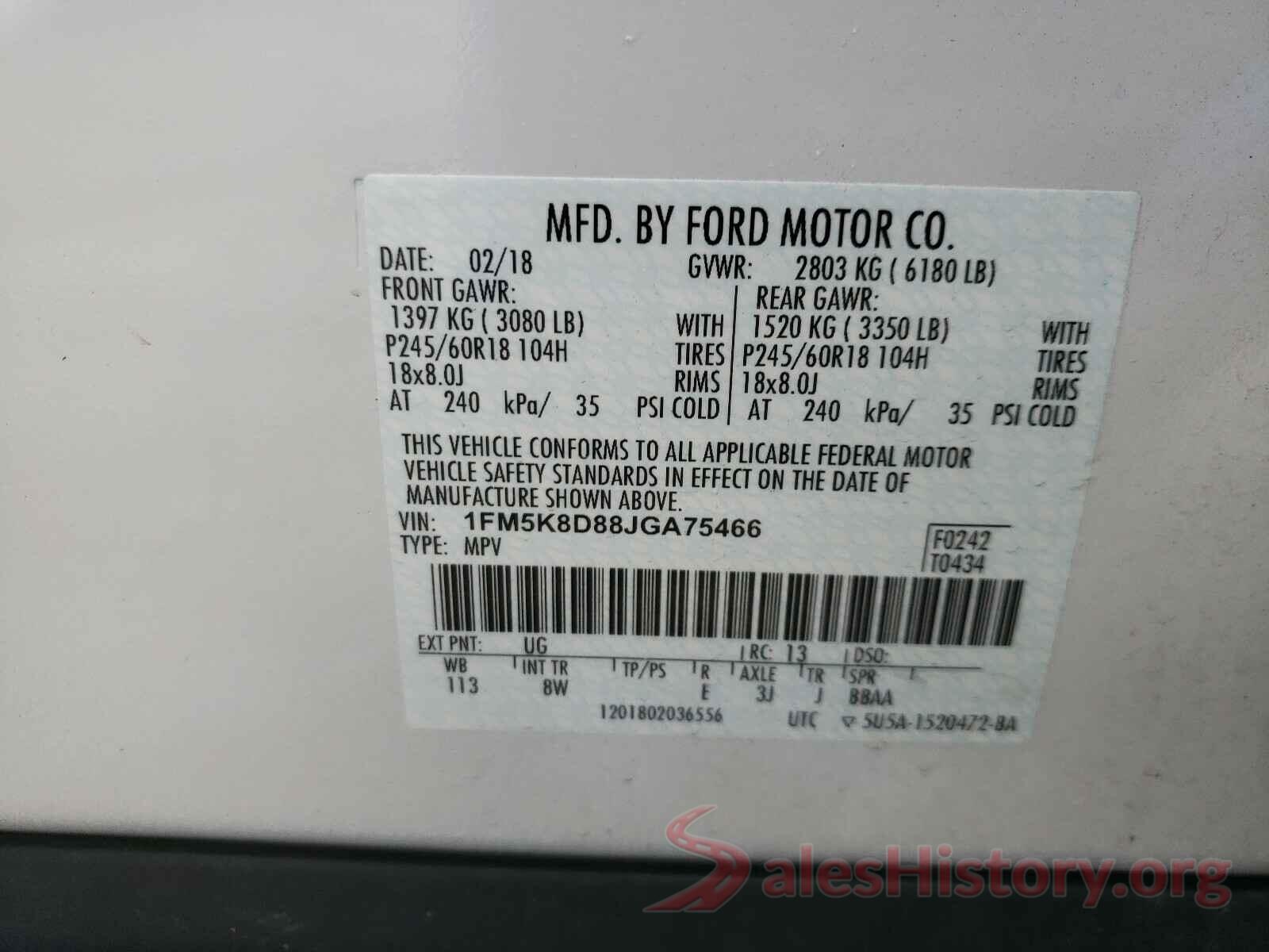 1FM5K8D88JGA75466 2018 FORD EXPLORER