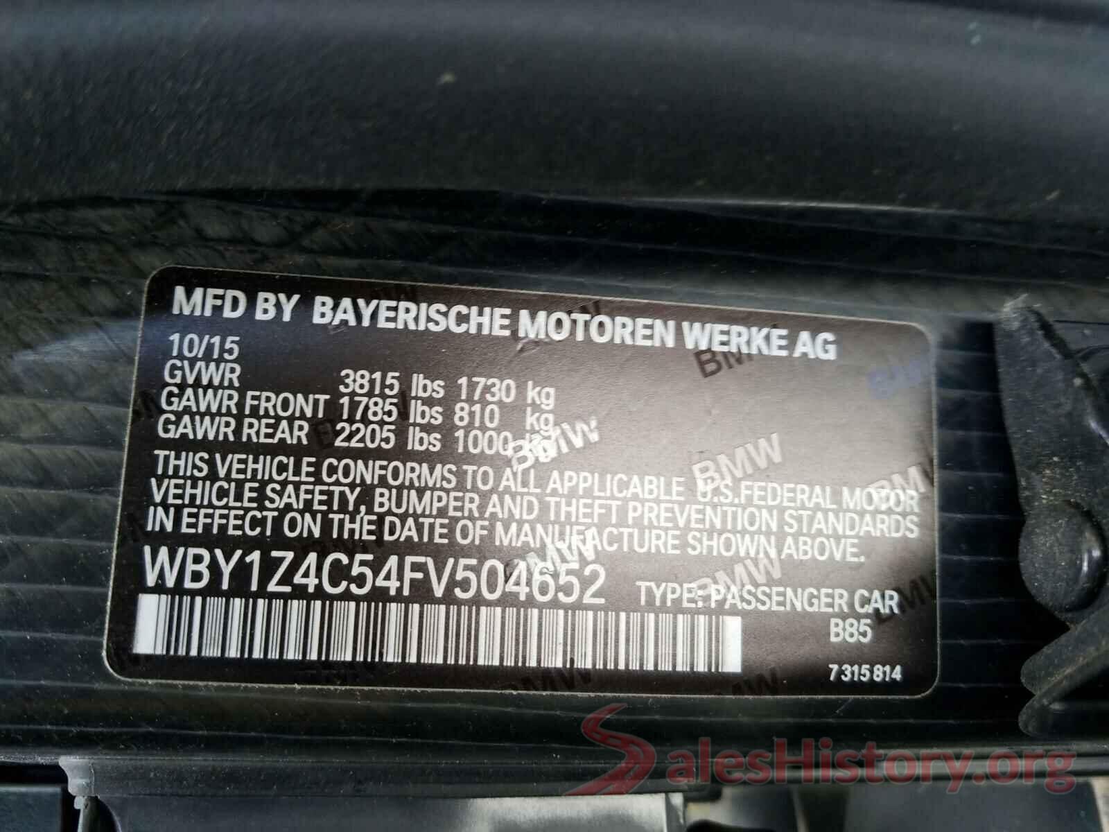 WBY1Z4C54FV504652 2015 BMW I SERIES