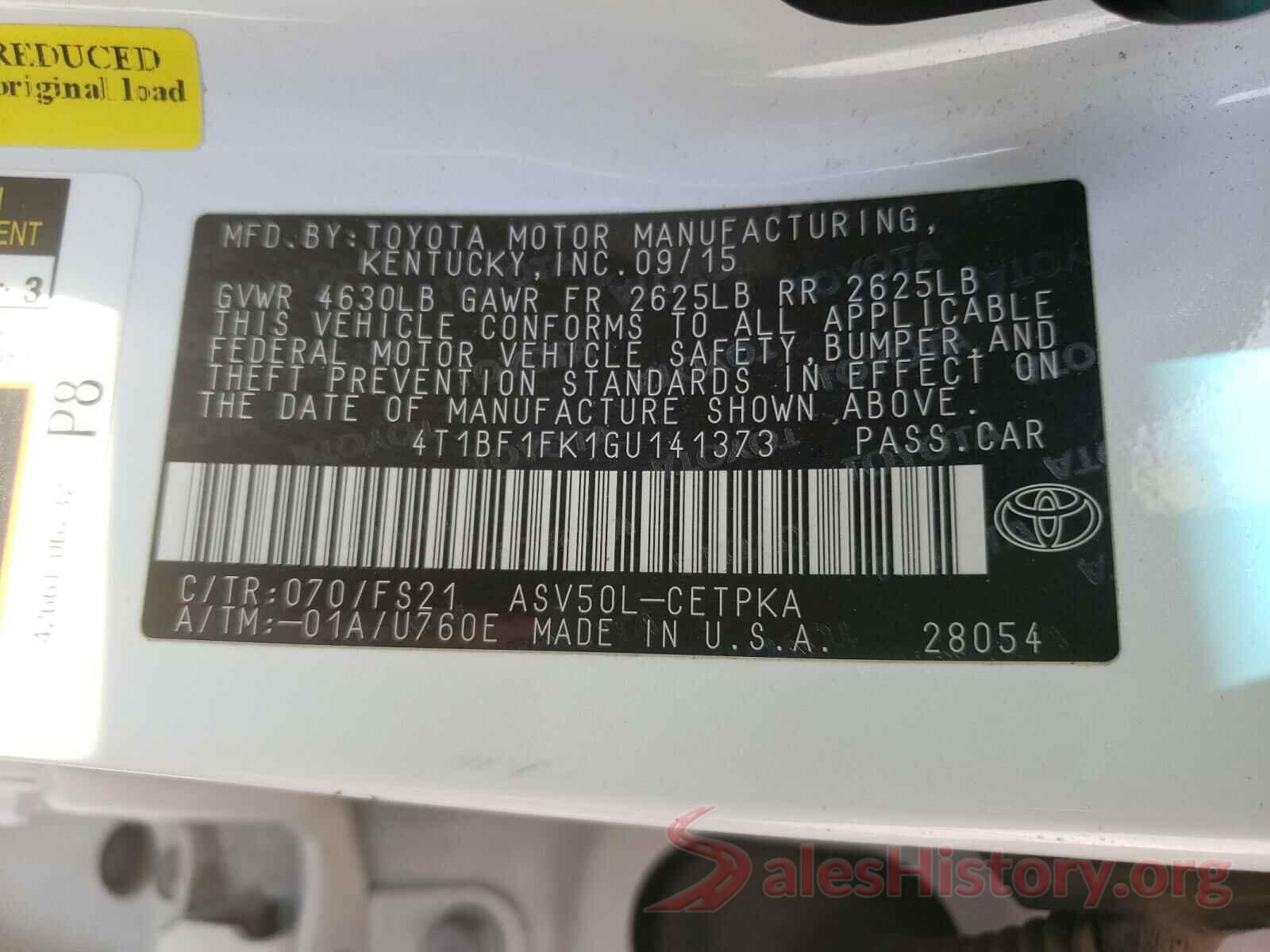 4T1BF1FK1GU141373 2016 TOYOTA CAMRY