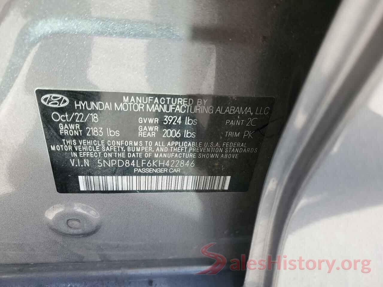 5NPD84LF6KH422846 2019 HYUNDAI ELANTRA