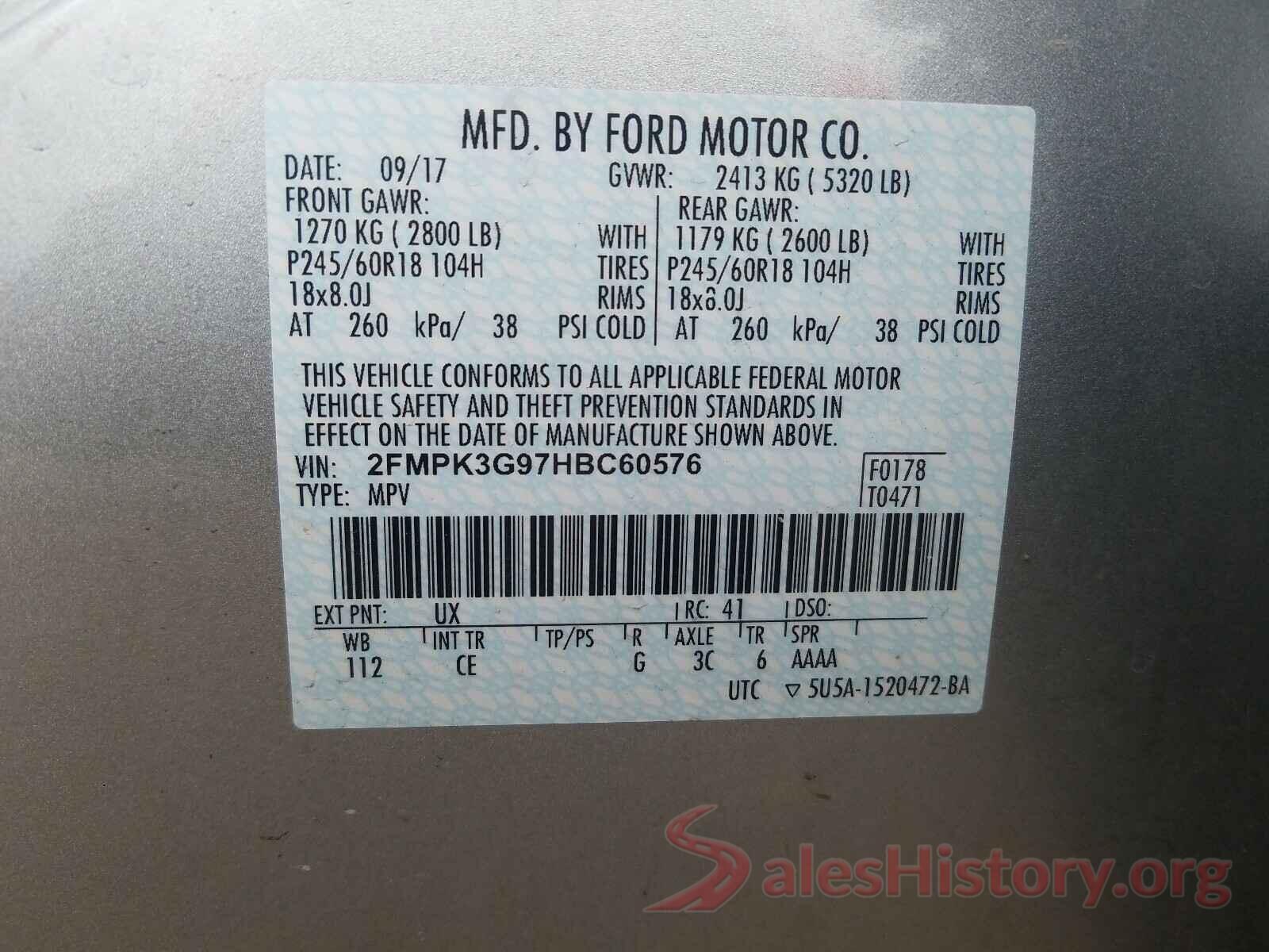 2FMPK3G97HBC60576 2017 FORD EDGE