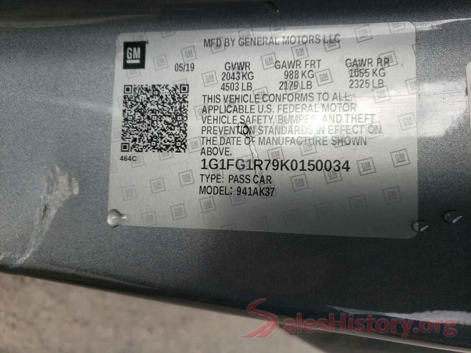 1G1FG1R79K0150034 2019 CHEVROLET CAMARO