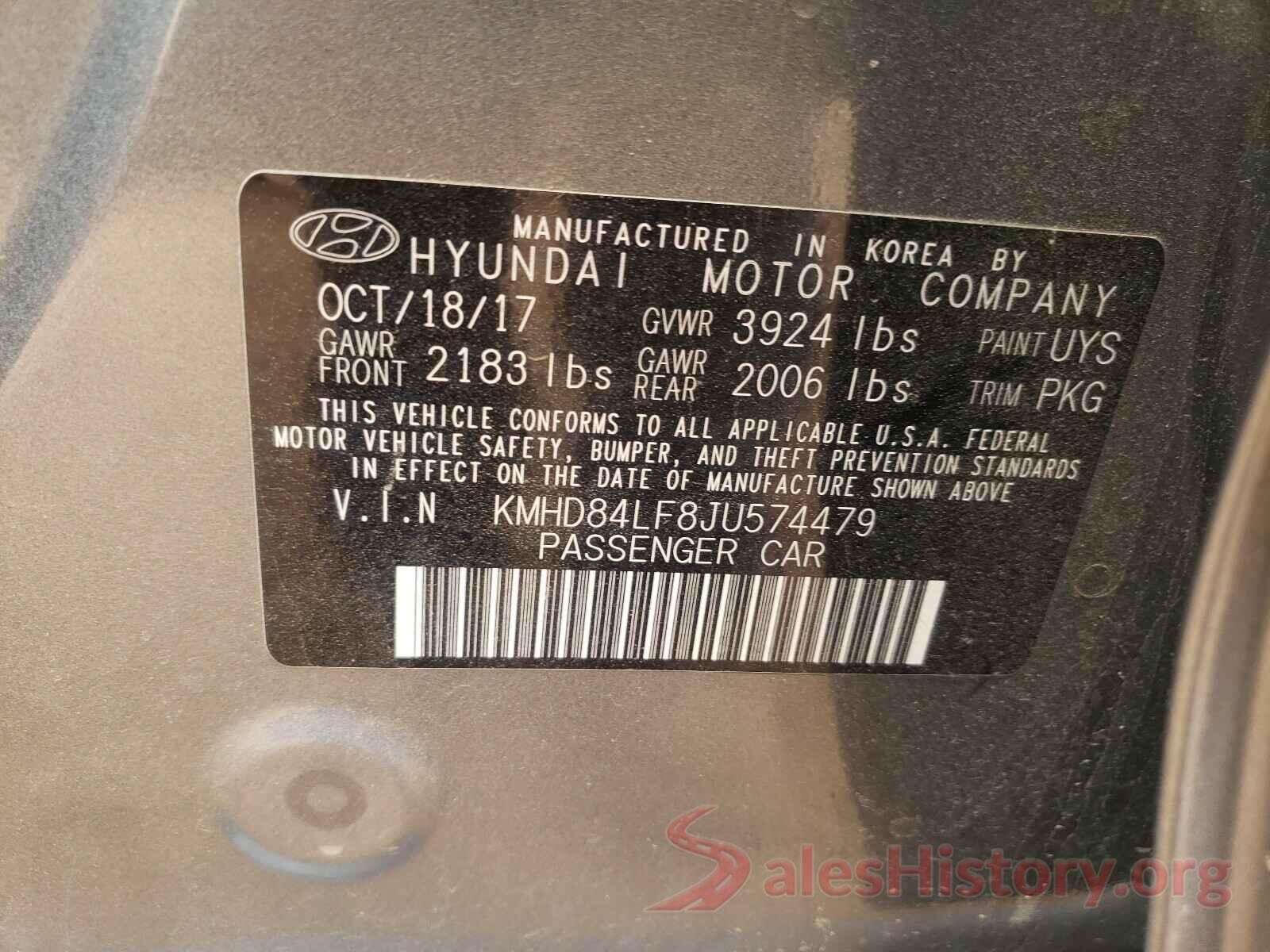 KMHD84LF8JU574479 2018 HYUNDAI ELANTRA