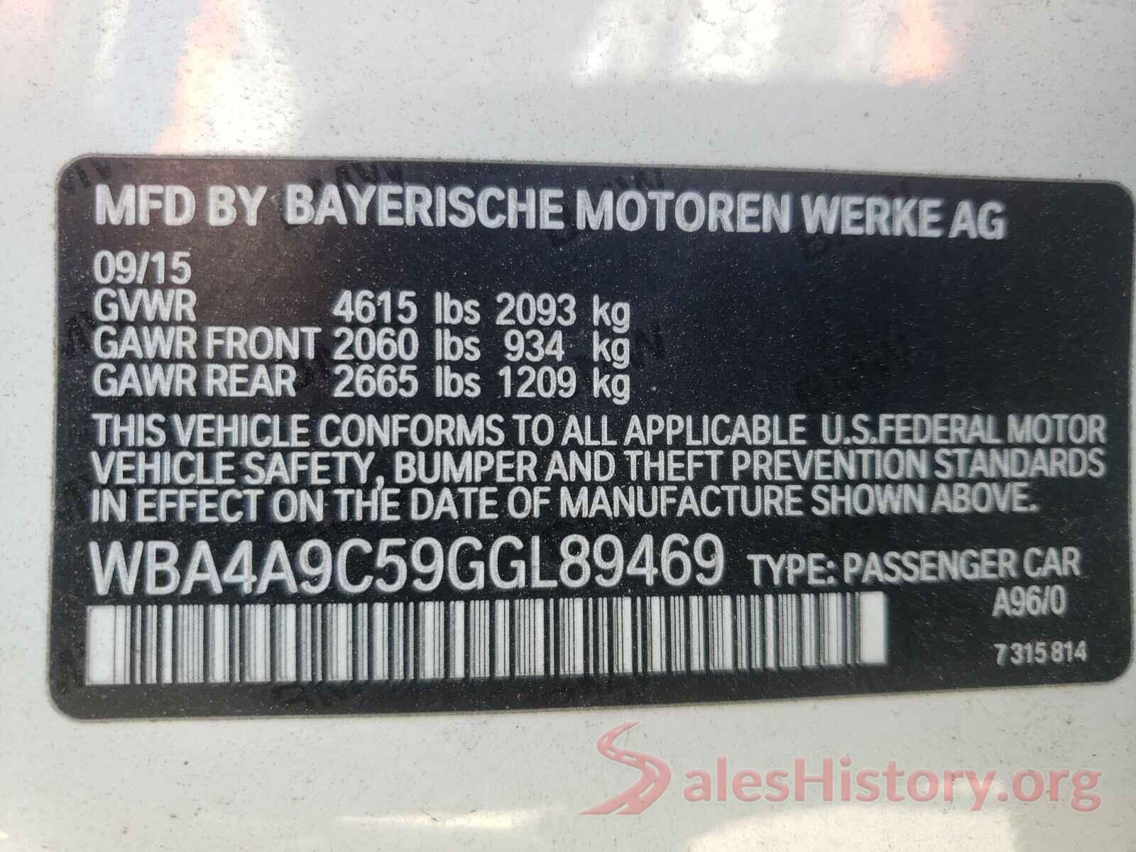 WBA4A9C59GGL89469 2016 BMW 4 SERIES