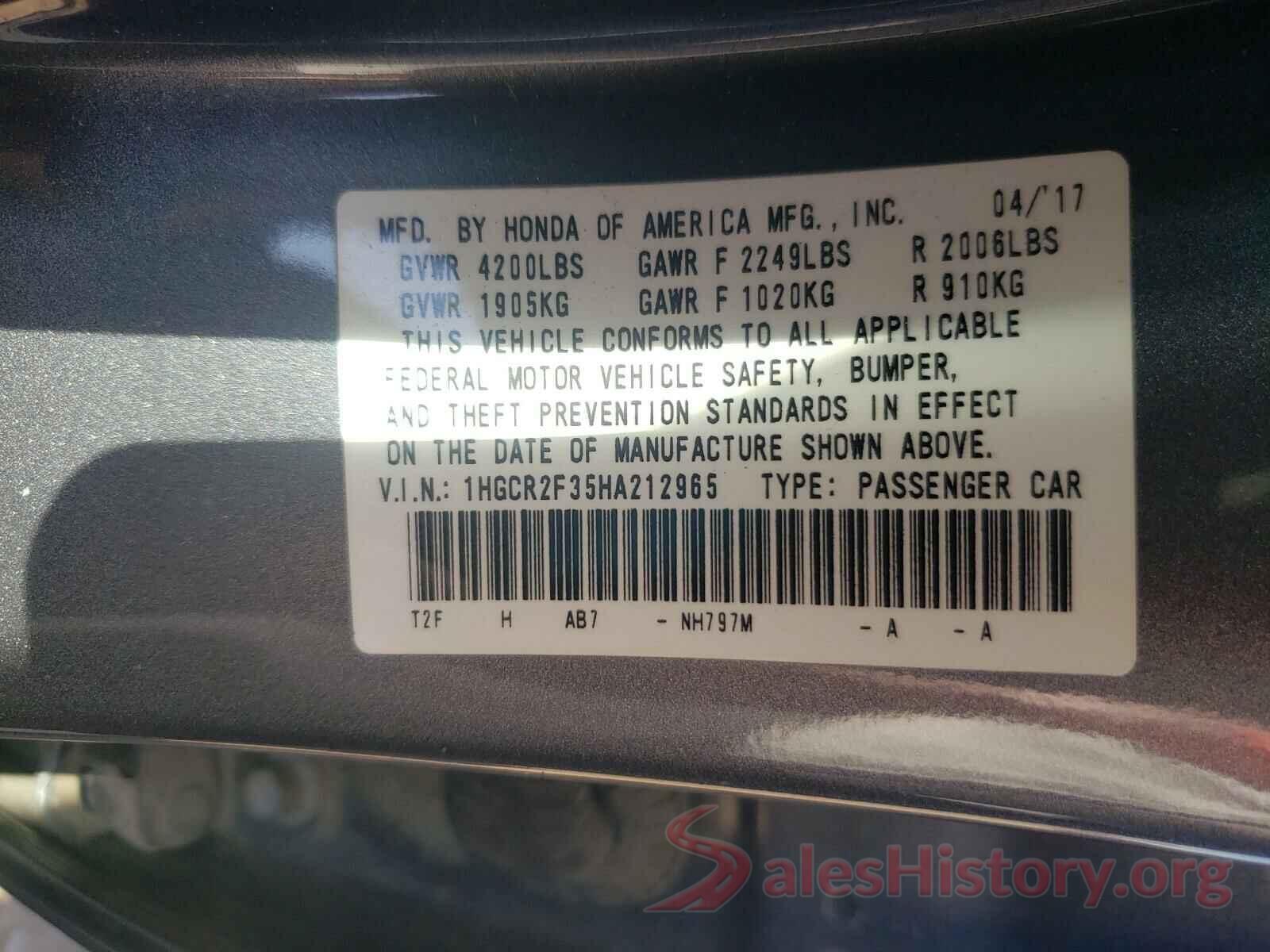 1HGCR2F35HA212965 2017 HONDA ACCORD