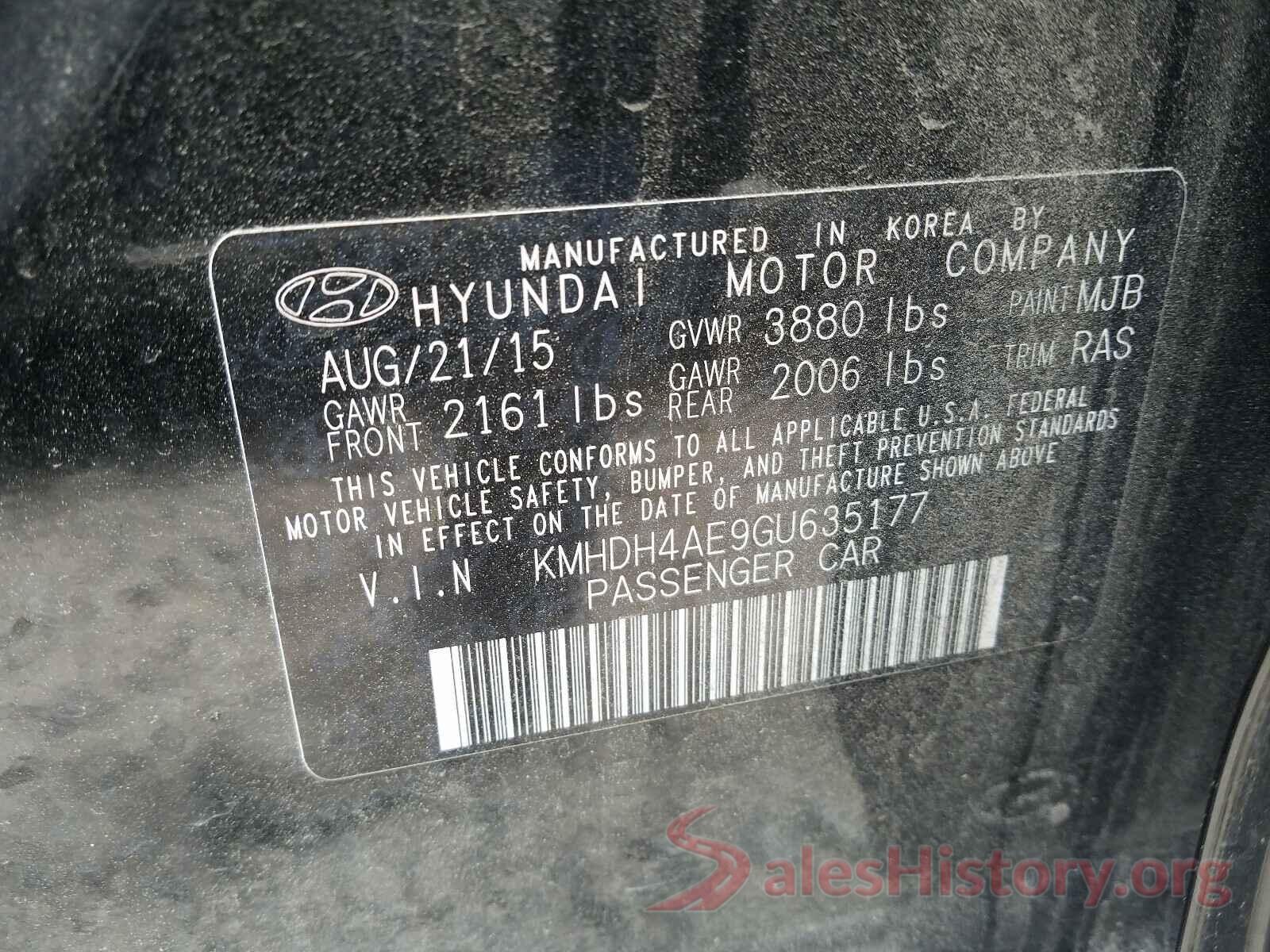 KMHDH4AE9GU635177 2016 HYUNDAI ELANTRA