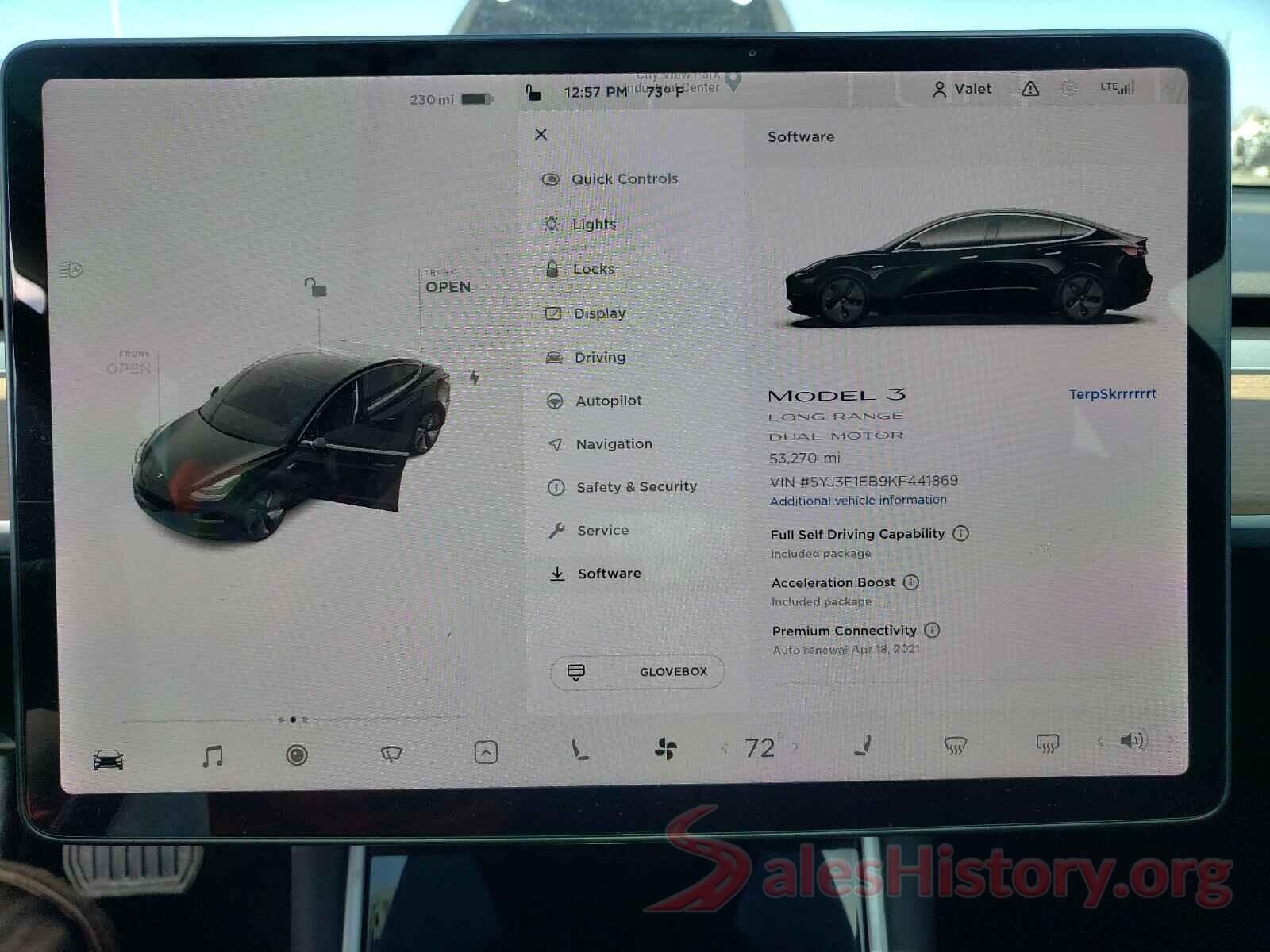 5YJ3E1EB9KF441869 2019 TESLA MODEL 3