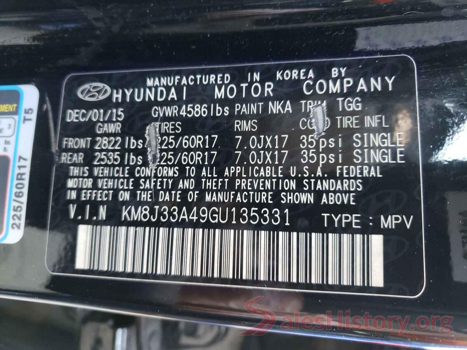 KM8J33A49GU135331 2016 HYUNDAI TUCSON