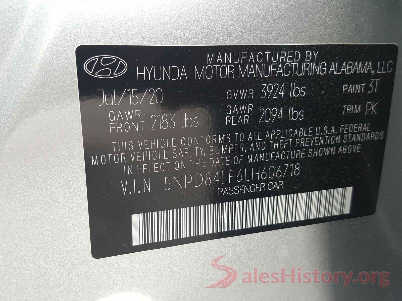 5NPD84LF6LH606718 2020 HYUNDAI ELANTRA