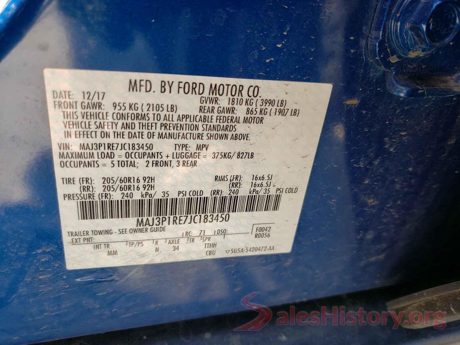 MAJ3P1RE7JC183450 2018 FORD ALL OTHER