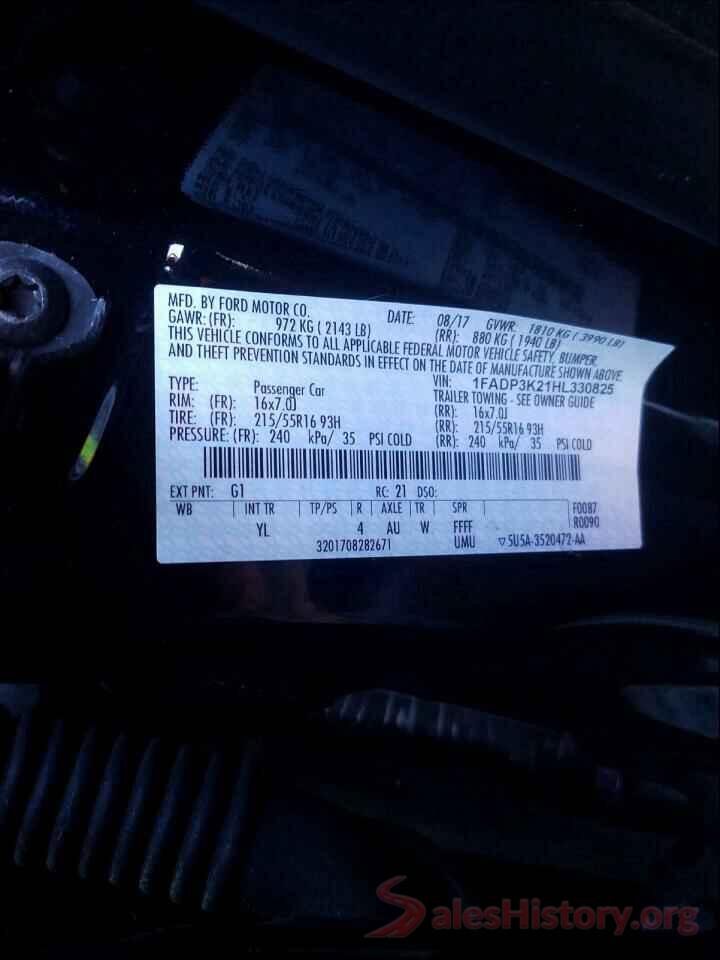 1FADP3K21HL330825 2017 FORD FOCUS