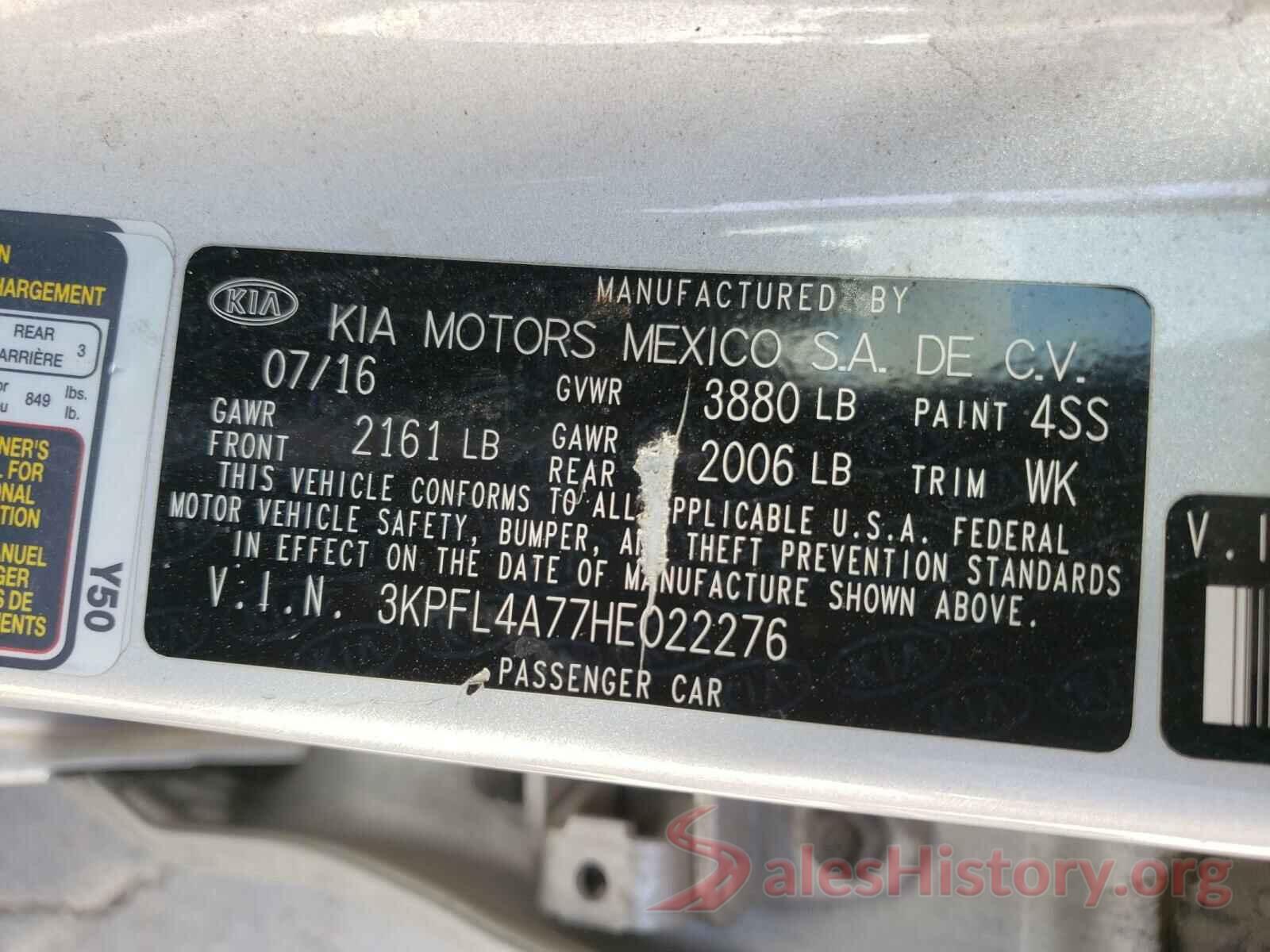 3KPFL4A77HE022276 2017 KIA FORTE